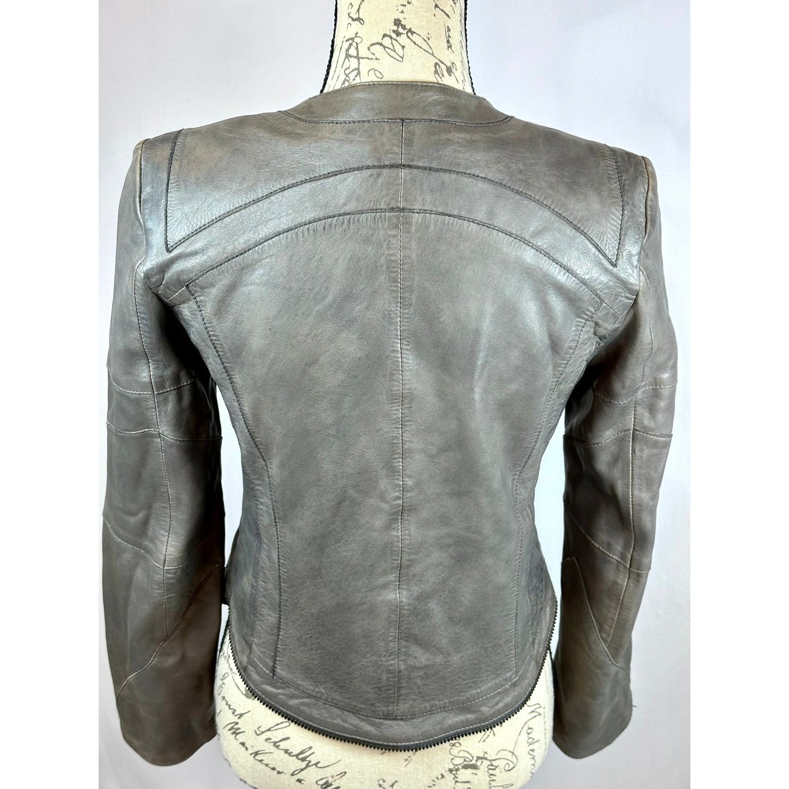 Zadig & Voltaire Zadig & Voltaire Vencia Collarless Lamb Leather Jackt Gray S Size S / US 4 / IT 40 - 13 Thumbnail