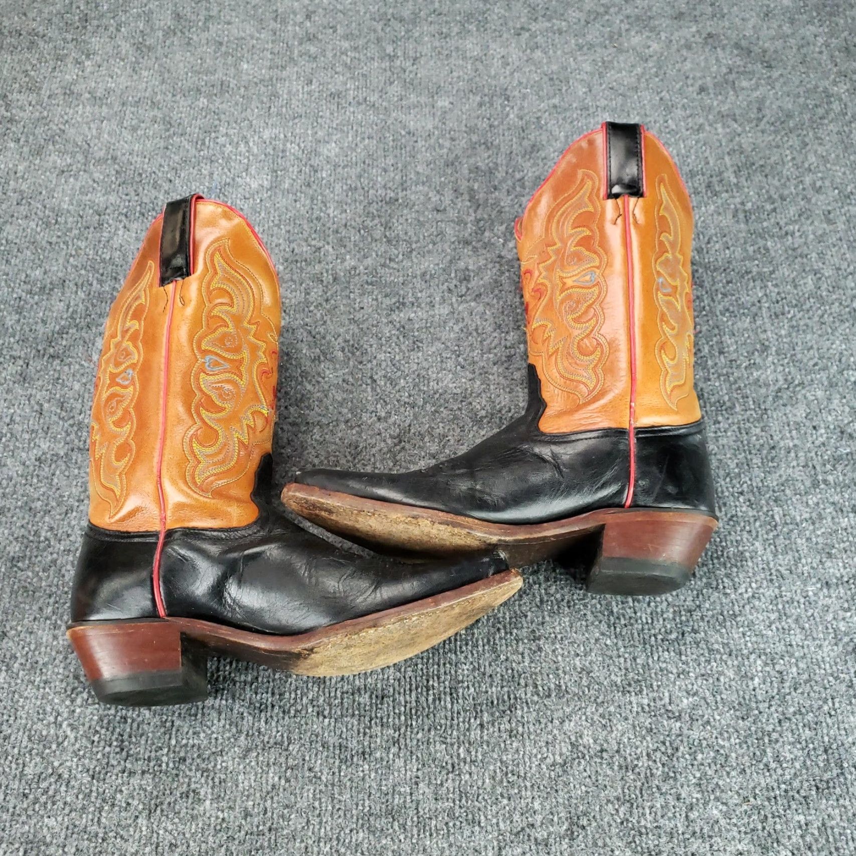 Tony Lama Tony Lama Boots Womens Western Cowboy Leather Pointed Toe Size 6.5 B Black Tan Boots Size US 6.5 / IT 36.5 - 6 Thumbnail