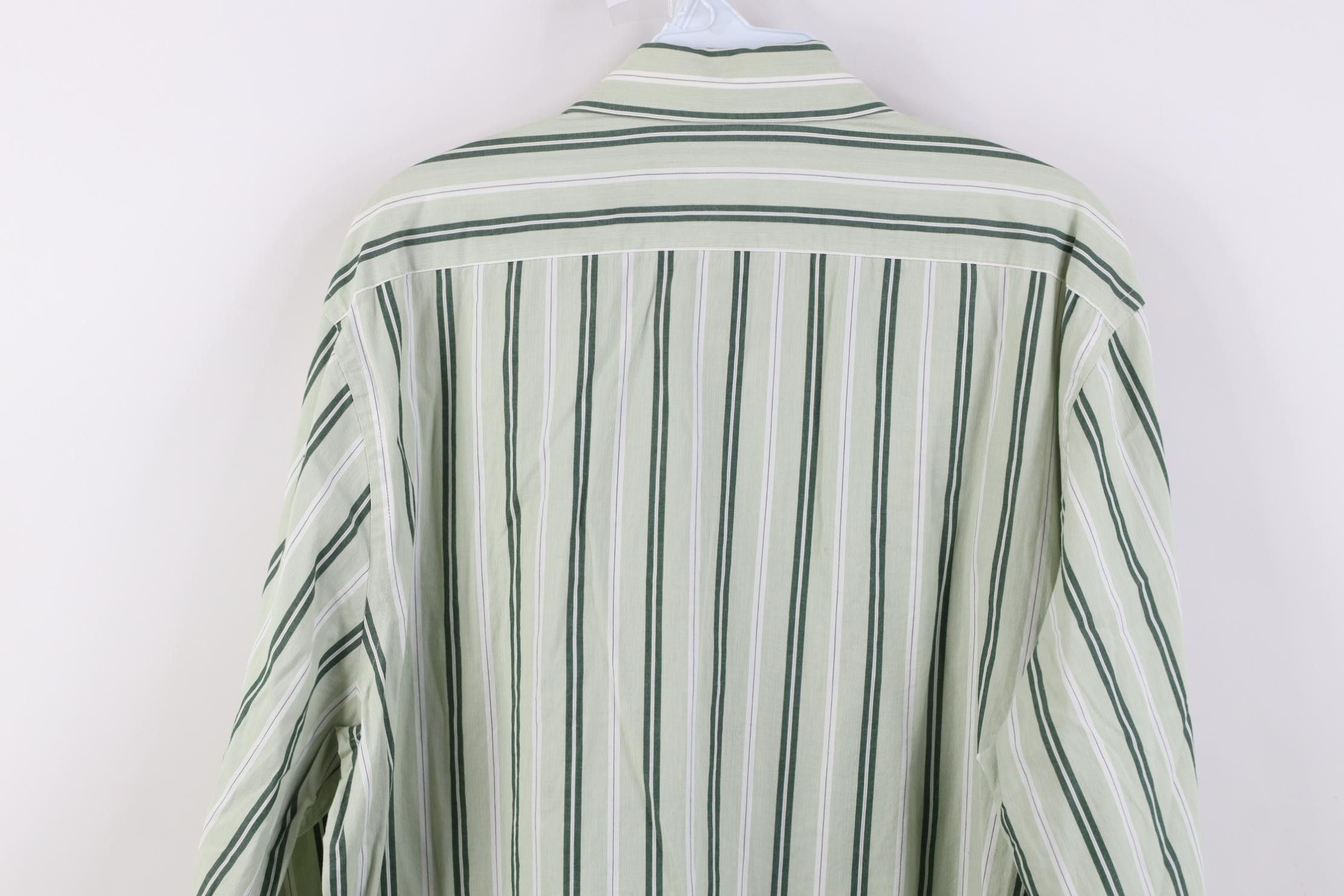 Express Express 1MX Modern Fit Striped Collared Button Shirt Green Size US L / EU 52-54 / 3 - 11 Thumbnail