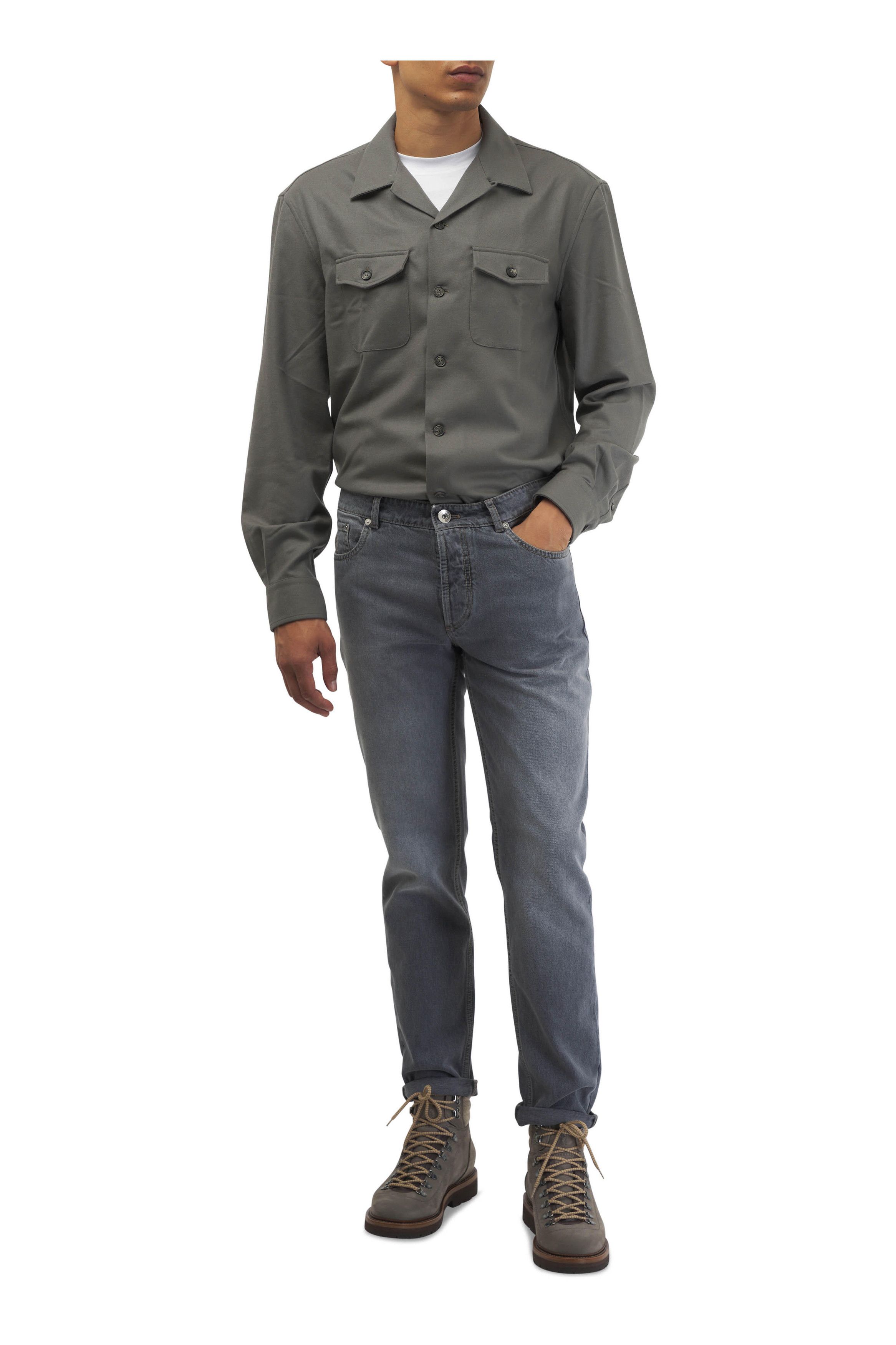 Brunello Cucinelli o1mtch0225 Camp Collar Overshirt in Green Size US XL / EU 56 / 4 - 5 Thumbnail