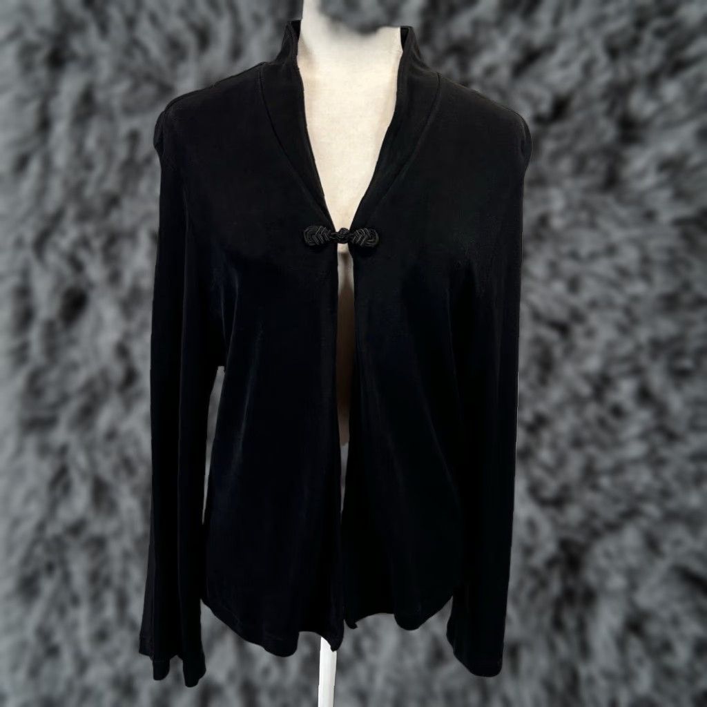 Coldwater Creek Coldwater Creek Black Acetate Cardigan Jacket Medium Womens Long Sleeve Frog Button Size M / US 6-8 / IT 42-44 - 1 Thumbnail