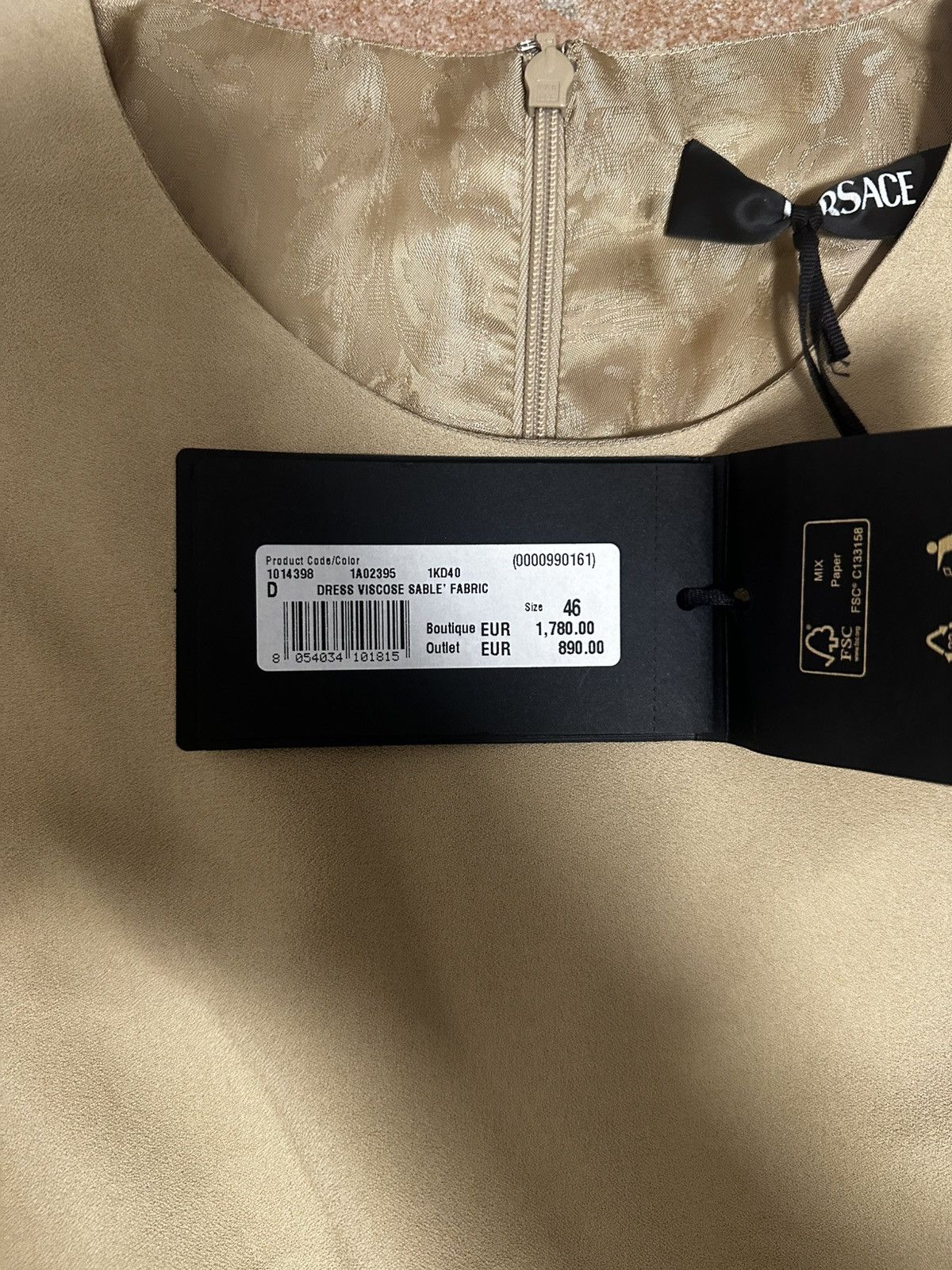 Versace Versace Beige Medusa ‘95 Mini Dress Size L / US 10 / IT 46 - 6 Thumbnail