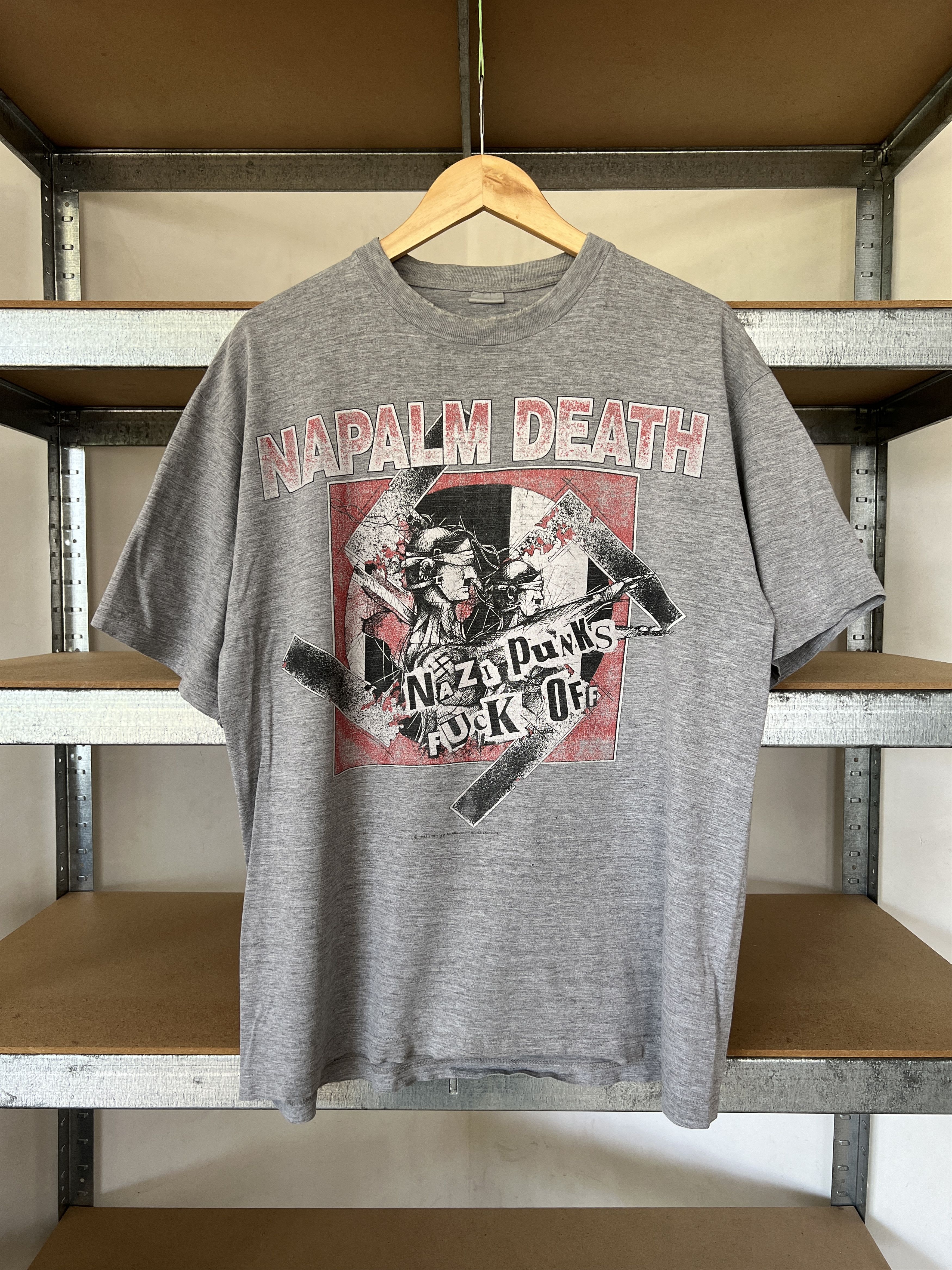 Image of Band Tees x Rock T Shirt Napalm Death Vintage 1993 Rock Band Tee in Grey, Men's (Size XL)