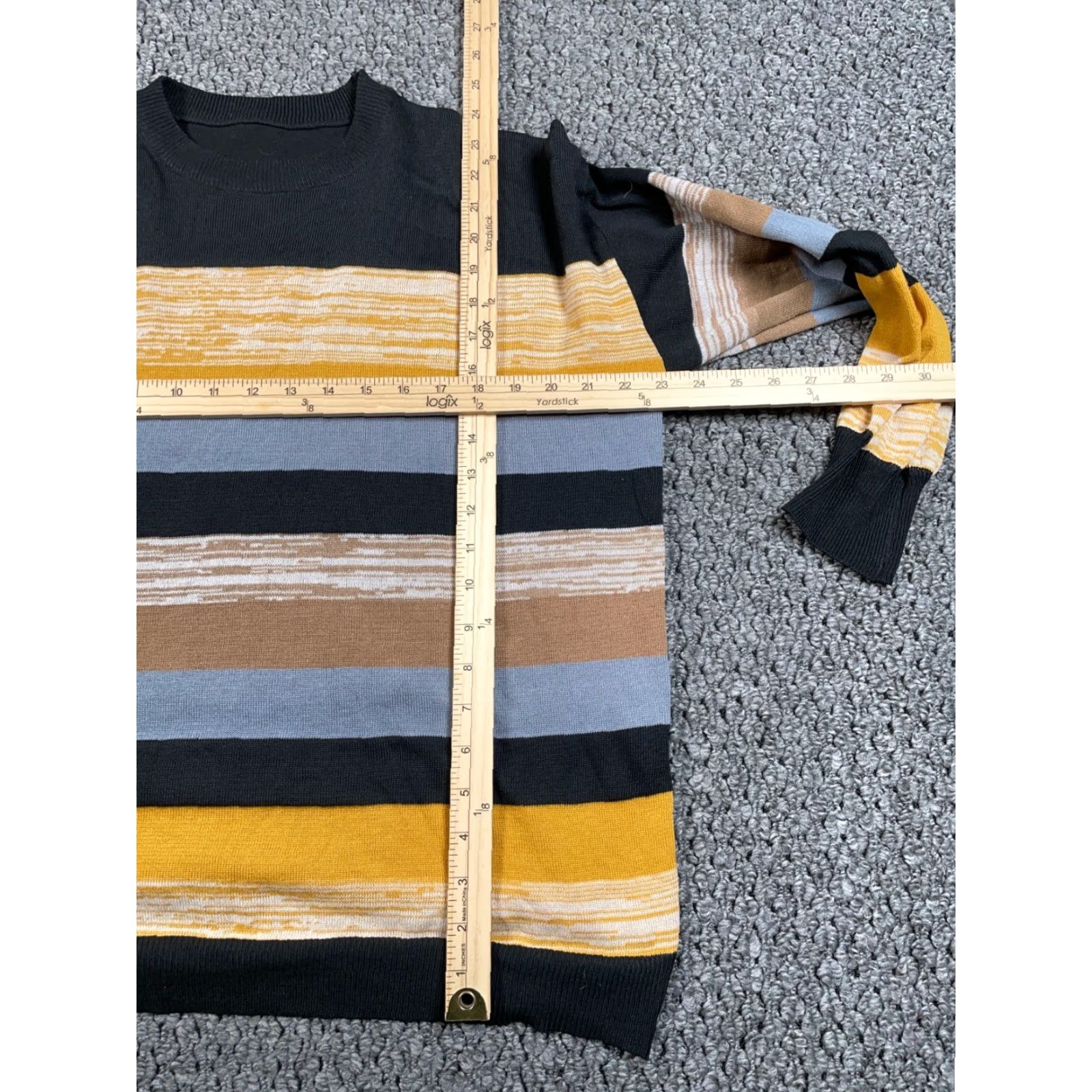 Vintage VINTAGE Y2K Style Striped Crewneck Sweater Women's XL Black Yellow Boxy Fit Knit Skater Crewneck Size XL / US 12-14 / IT 48-50 - 5 Thumbnail
