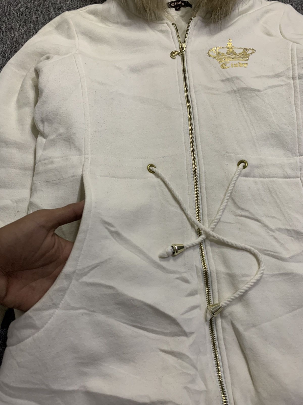 Japanese Brand Cindy Japanese Brand Ivory Zip Jacket Faux Fur Hoodie Size M / US 6-8 / IT 42-44 - 8 Thumbnail