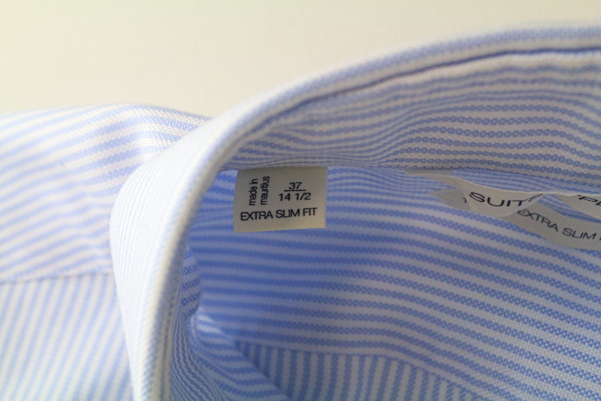 Suitsupply 37/14 1/2 Extra Slim Blue Cotton Striped Shirt 79086 Size 38R - 5 Thumbnail