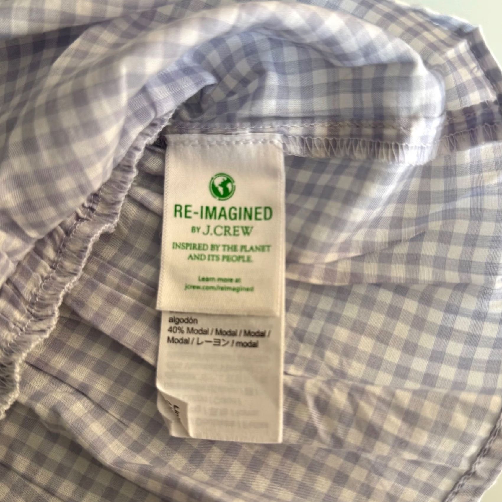 J.Crew JCrew Blouse Shirt Check Gingham Puff Short Sleeve Square Neck Peplum Smocked NWT Purple White Cottagecore Re-Imagined SP22 Women M Size M / US 6-8 / IT 42-44 - 6 Thumbnail