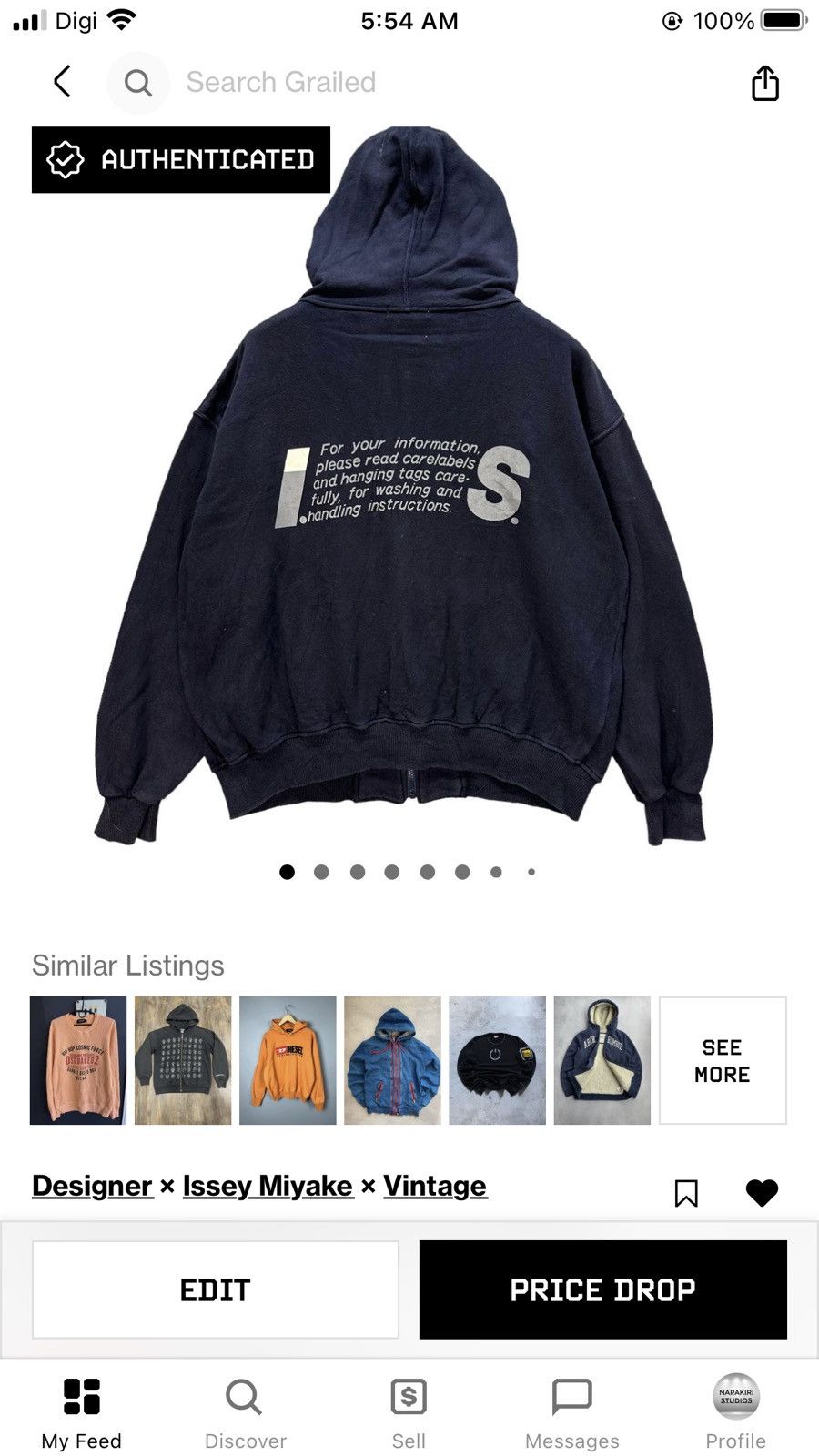 Issey Miyake 90's IS ICONIC CARE LABEL BIG LOGO ZIPPER HOODIES #9090-56 Size US M / EU 48-50 / 2 - 11 Thumbnail