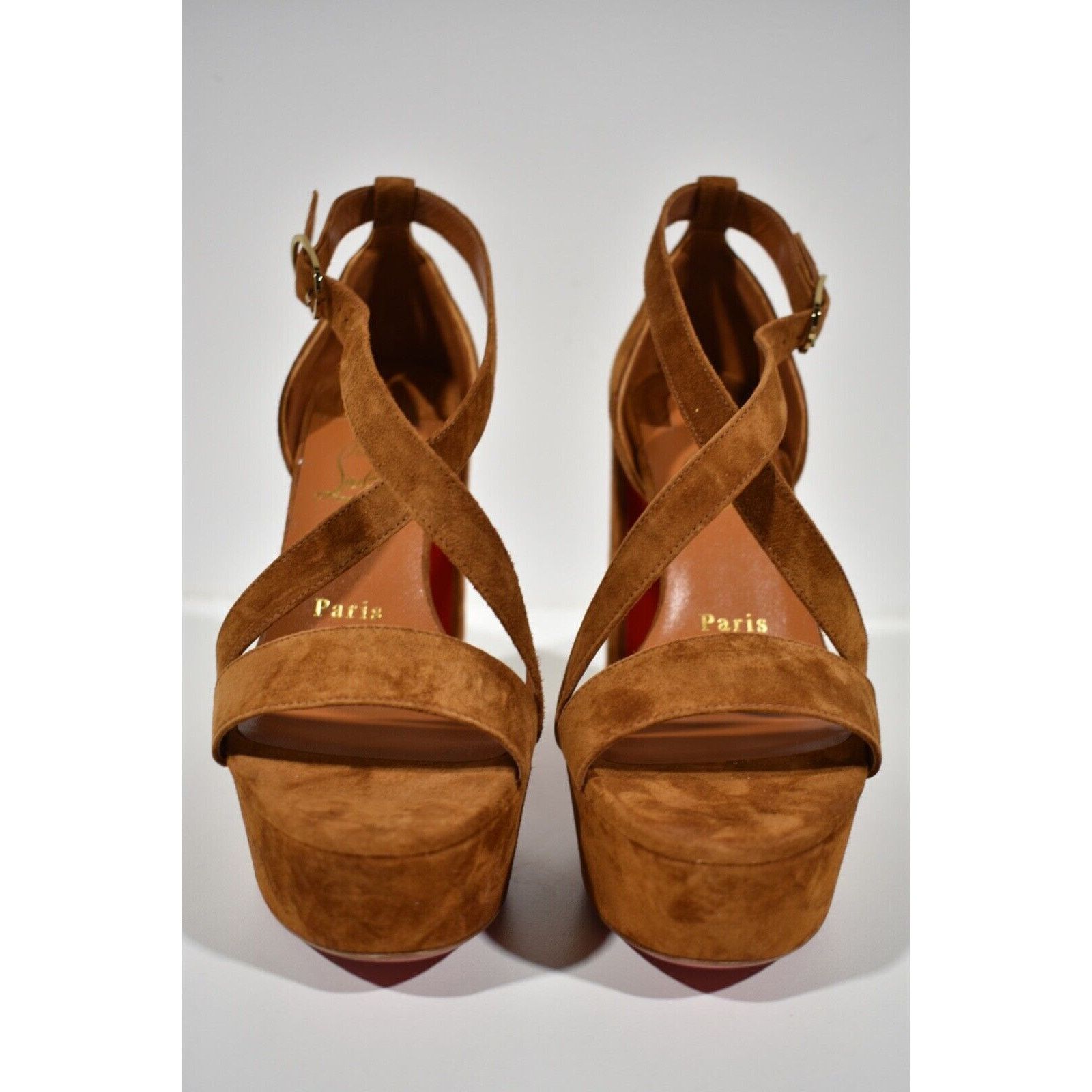 Christian Louboutin Movida Sandal 130 Foxy Brown Suede Platform Heel Pump 40.5 Size US 10.5 / IT 40.5 - 4 Thumbnail