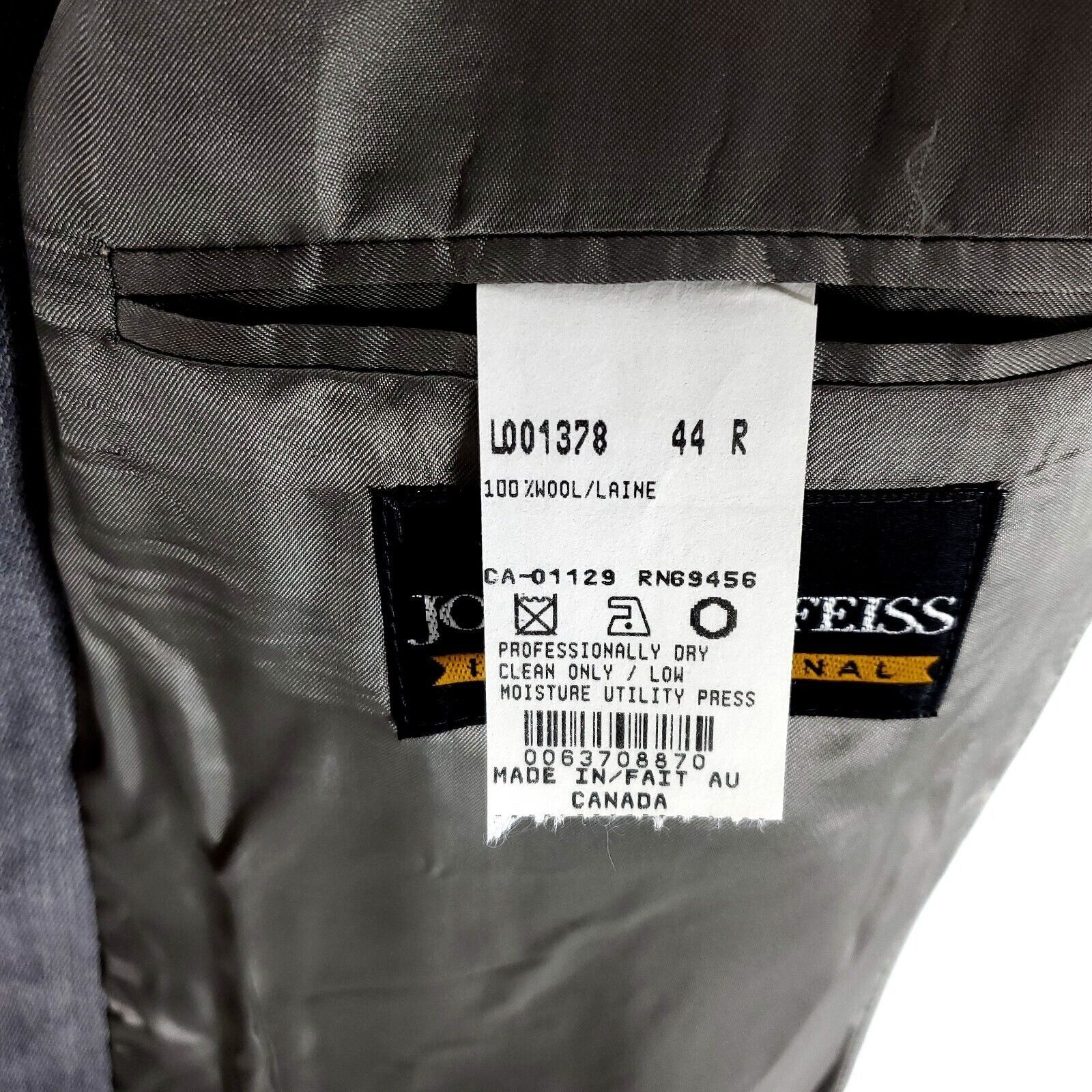 Joseph & Feiss DAMAGED Joseph & Feiss International Wool 3 Button Blazer 44 Size 44R - 9 Thumbnail