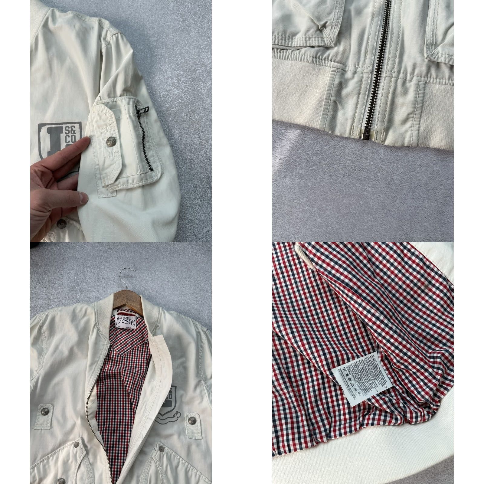 Levi's VINTAGE Levi’s Bomber Jacket Military Multi Pocket Army 90s Y2K Size M Men White Cotton Canvas Bomber Jacket 90s Military Levi’s Made & Crafted Mens Size US M / EU 48-50 / 2 - 8 Thumbnail