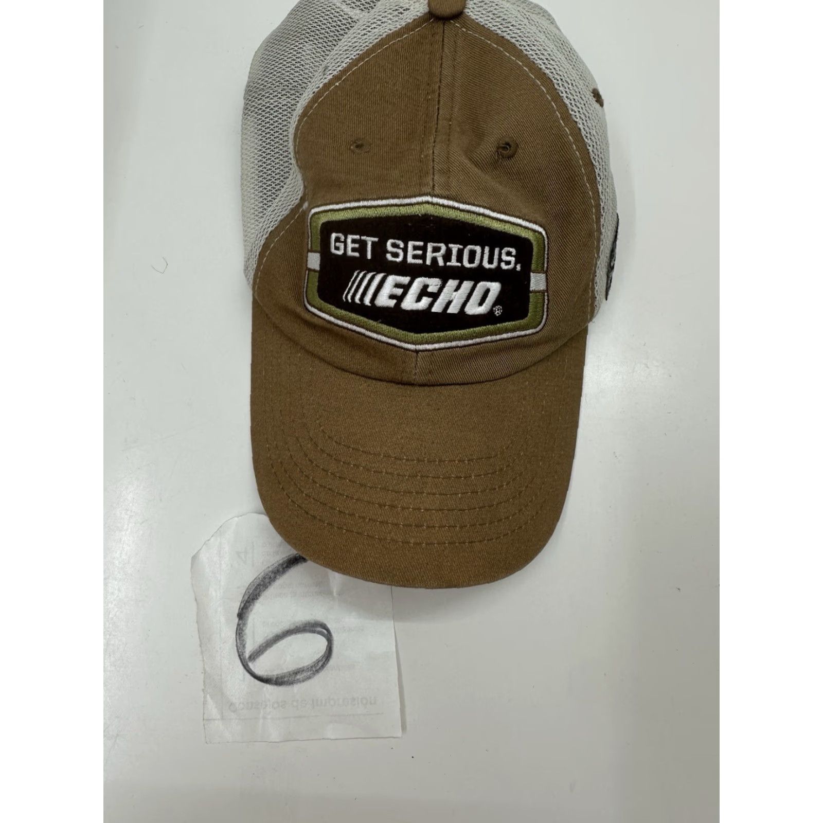 Vintage Echo Baseball Hat Be Serious Echo Brown Embroidered Logo Adjustable Cap Mens List Adjustable Strap Brown Cotton Polyester Cap Size ONE SIZE - 8 Thumbnail