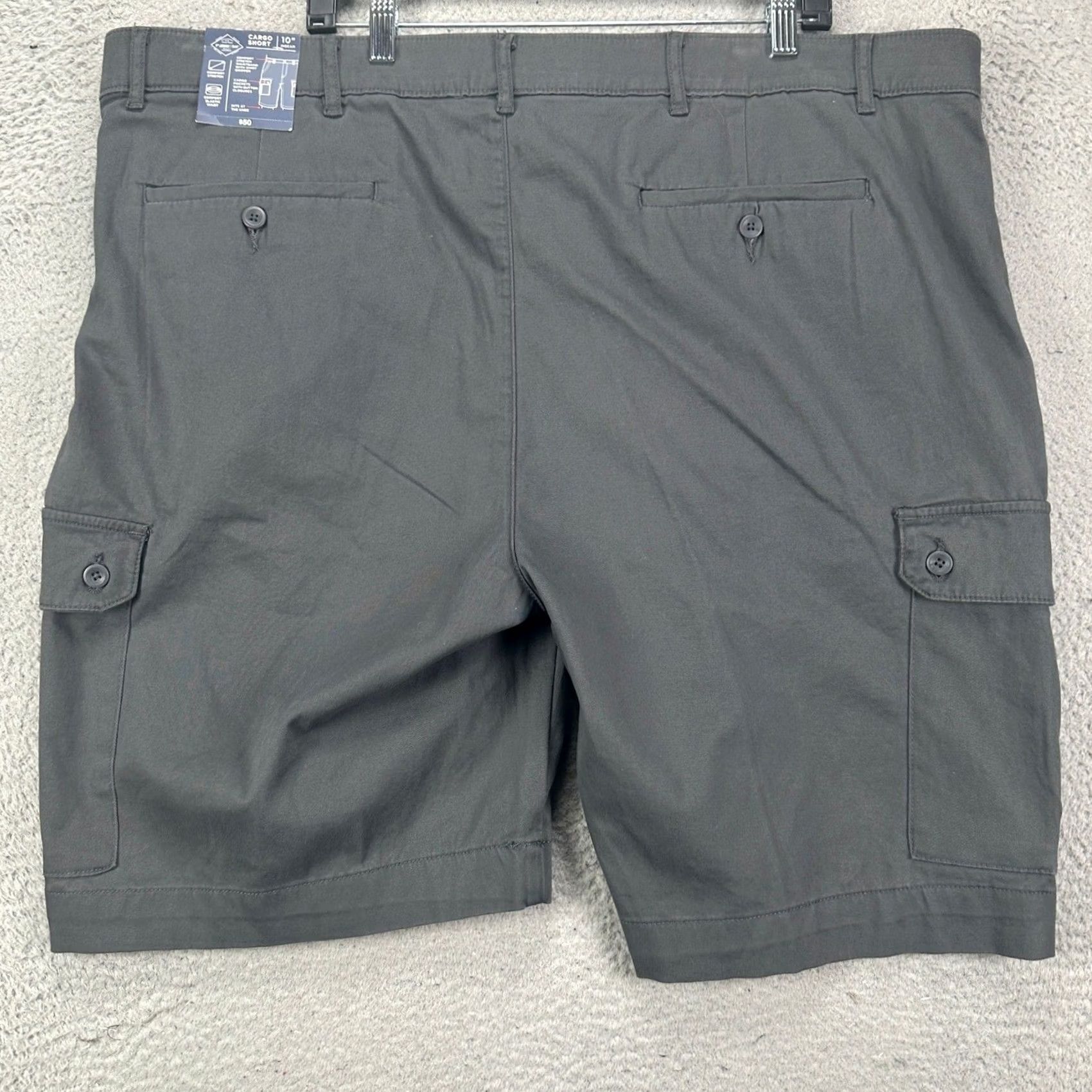 Vintage St Johns Bay Mens 48X10 Big Classic Fit Cargo Shorts Gray Flat Front Pocket Mens Big & Tall Casual Workwear Size US 32 / EU 48 - 3 Thumbnail