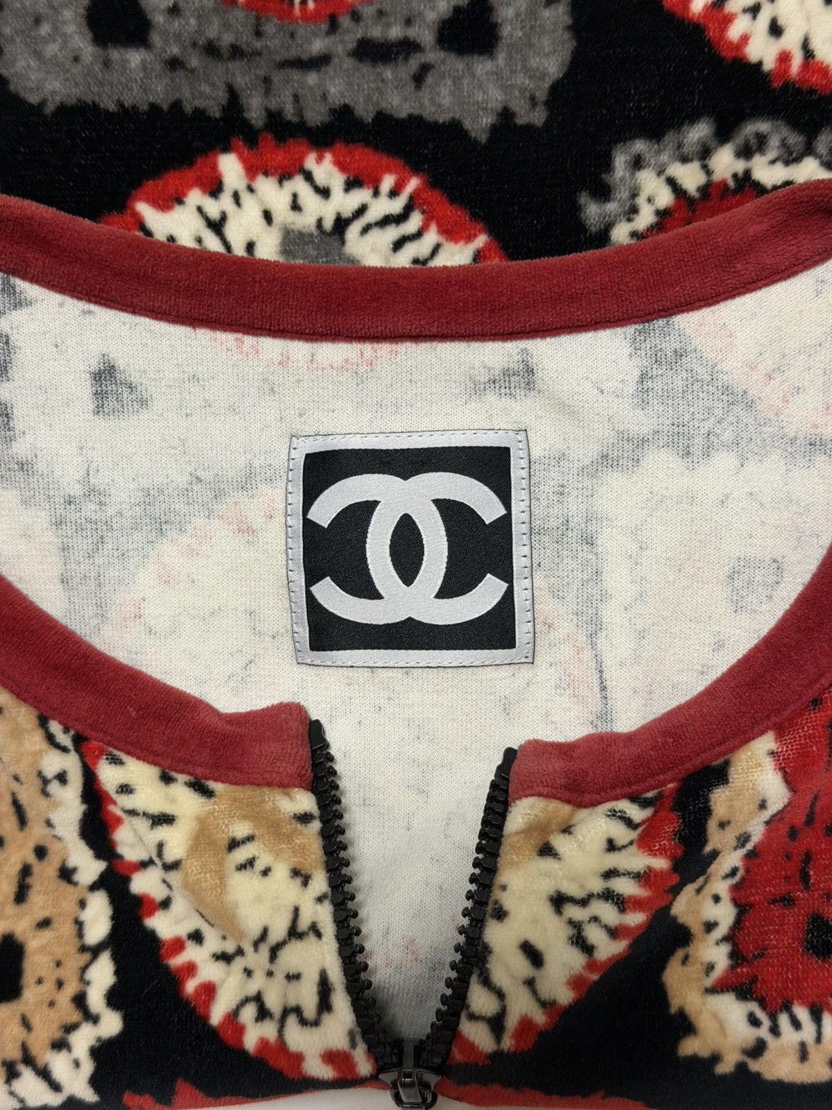 Chanel CHANEL Sport S/S 2009 Patchwork Print Velour Zip-Up Jacket Size XS / US 0-2 / IT 36-38 - 7 Thumbnail