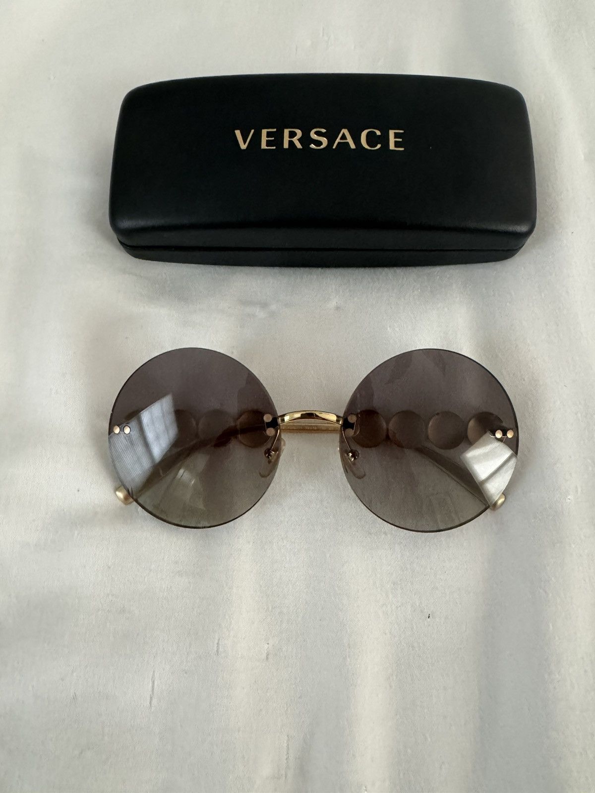 image of Versace Round Gold Sunglasses, Women's