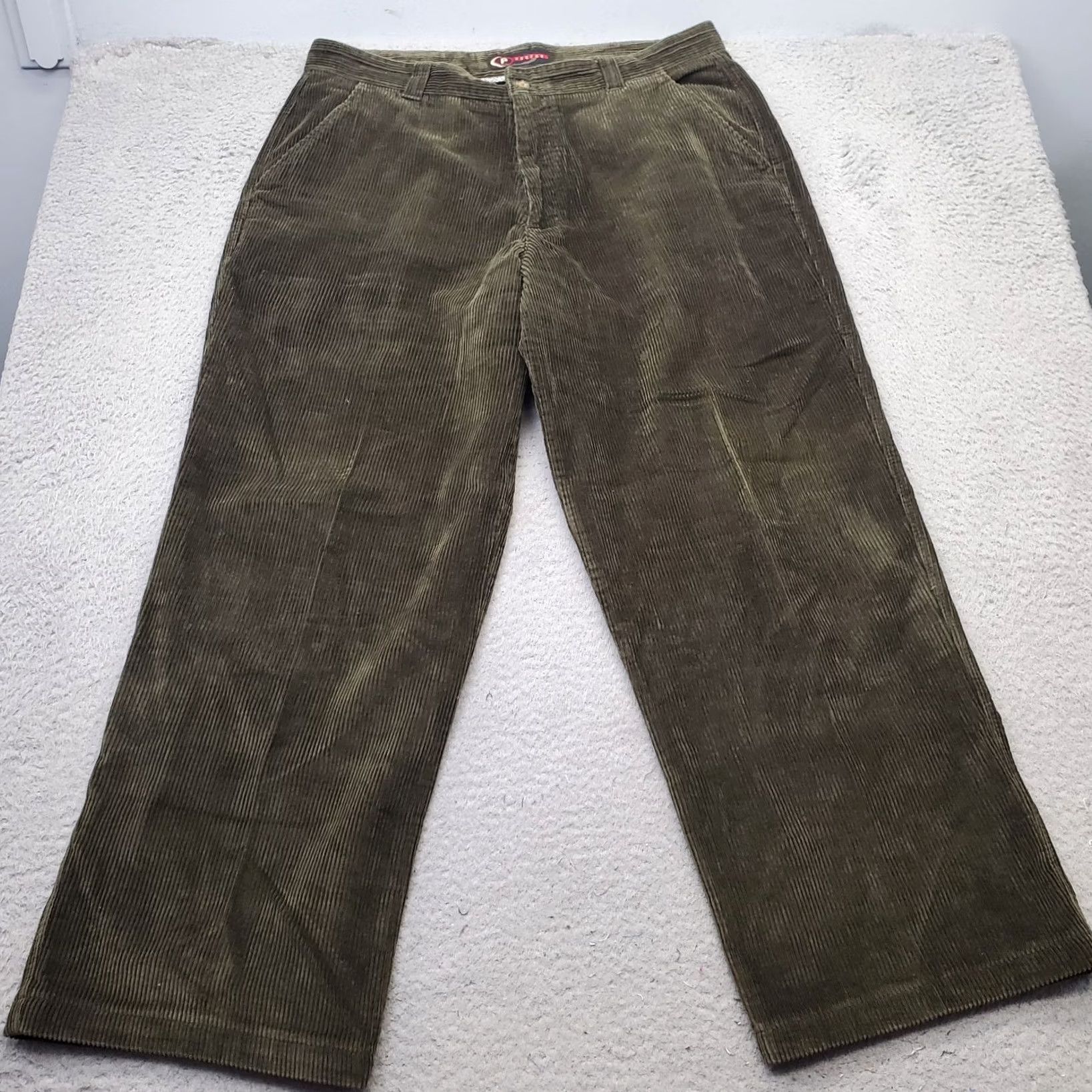 Vintage Prefab Mens 38 Green Corduroy Pants Regular Fit Belt Loop Straight Leg Shirt? Size US 38 / EU 54 - 2 Thumbnail