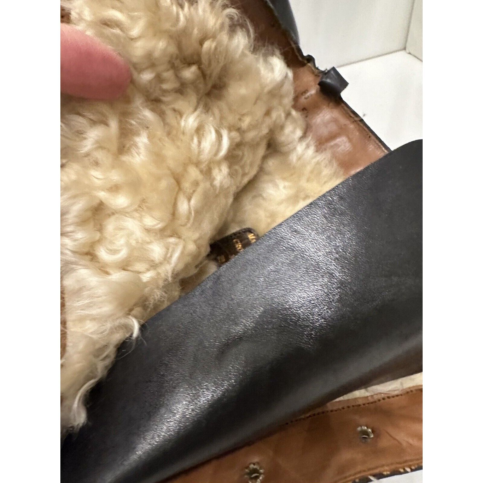 Vintage Vtg Crockett & Jones Corset lace up boots Sherpa Lined Black Size US 5.5 / IT 35.5 - 12 Thumbnail