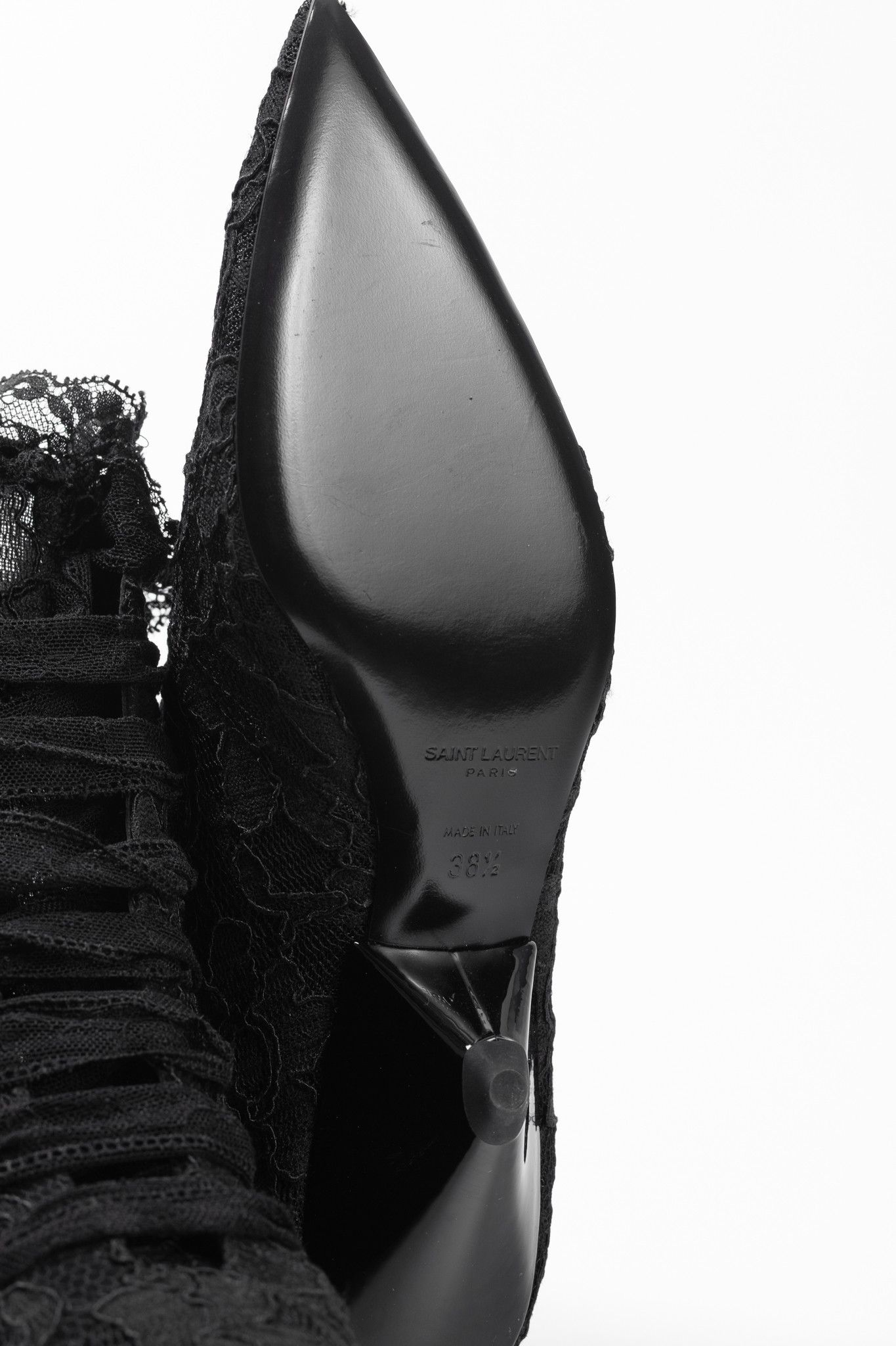 Saint Laurent Paris Saint Laurent Blaze 45 Black Lace Lace-Up Booties Size US 8 / IT 38 - 5 Thumbnail
