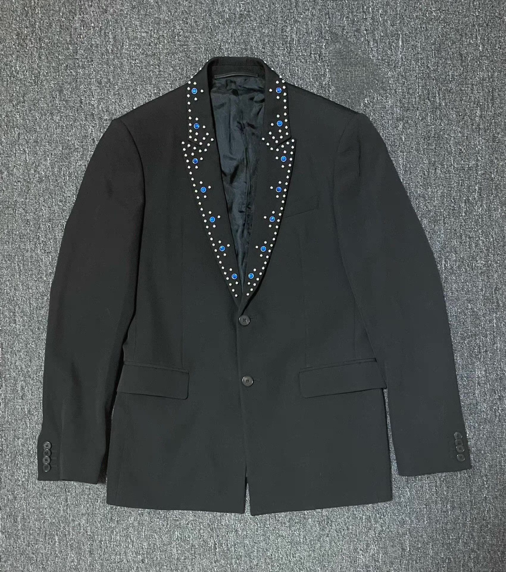 Givenchy Black Blazer with Beaded Collar Detail Size US M / EU 48-50 / 2 - 1 Thumbnail