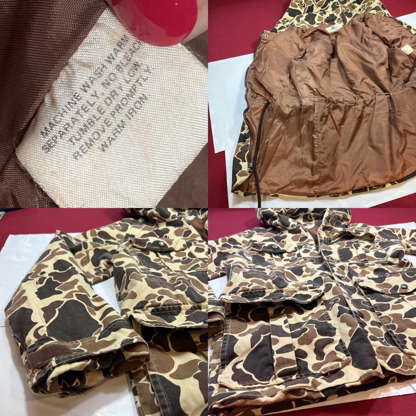 Vintage VINTAGE Black Sheep Jacket CAMOUFLAGE Hunting Brown Tan Camo Cargo Pockets Nylon Lining Hooded Snap Zip Mid-Length 1683 Mens S Size US S / EU 44-46 / 1 - 8 Thumbnail