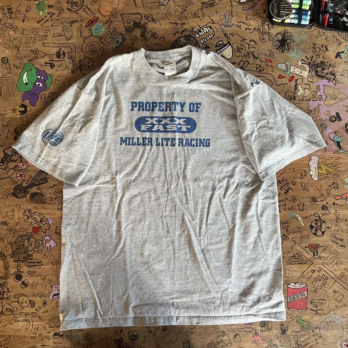 Fruit Of The Loom × Vintage Y2K Miller Lite Racing T Shirt Size US XL / EU 56 / 4 - 1 Thumbnail