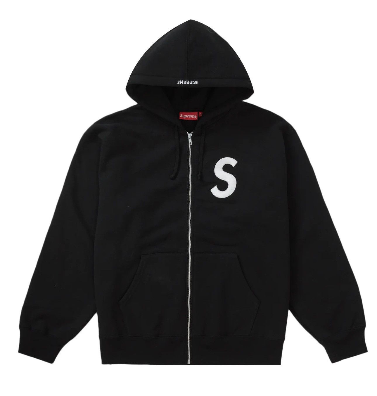 Image of Nike x Supreme XL Supreme S Logo Zip Up Hooded Sweatshirt in Black, Men's