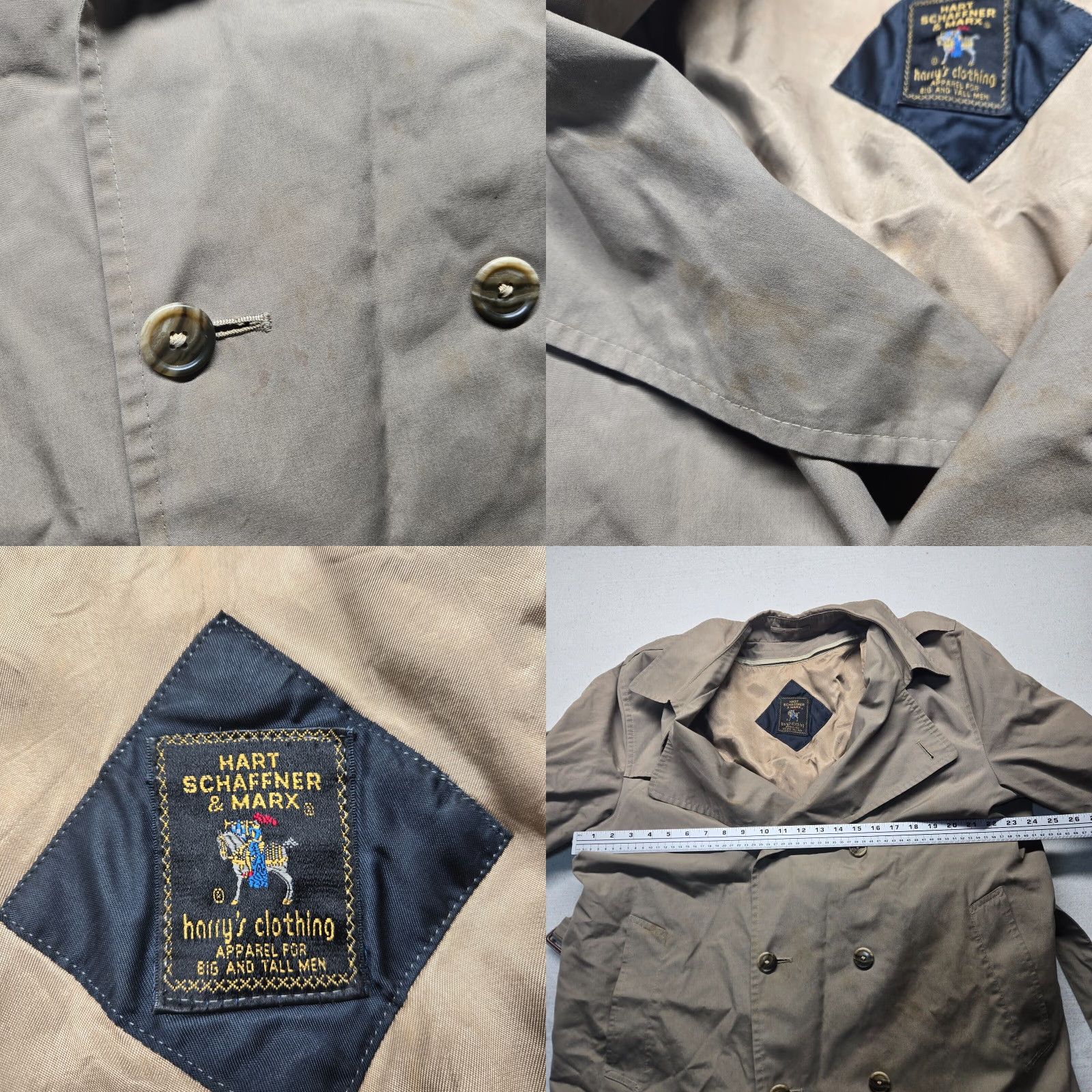 Hart Schaffner Marx Hart Schaffner Marx Coat Trench Wool Beig e Double-Breasted Belted Removable Wool Liner 48L Mens Size US M / EU 48-50 / 2 - 8 Thumbnail