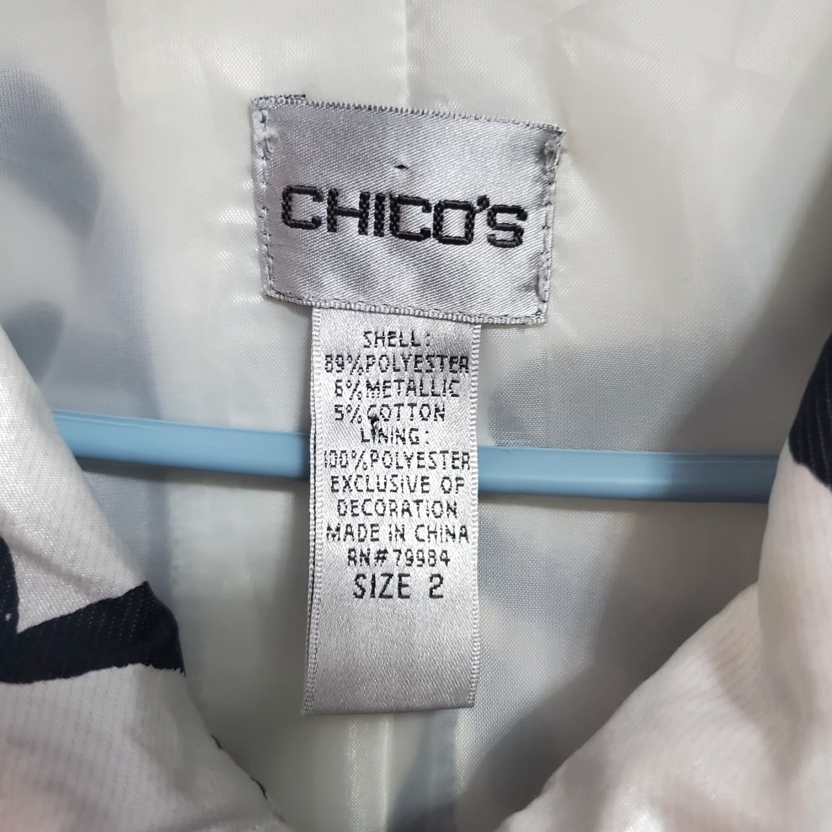 Vintage Chico's Jacket Women L White Black Abstract Print Full Zip Lightweight Artsy City 2 Large Regular Size L / US 10 / IT 46 - 3 Thumbnail