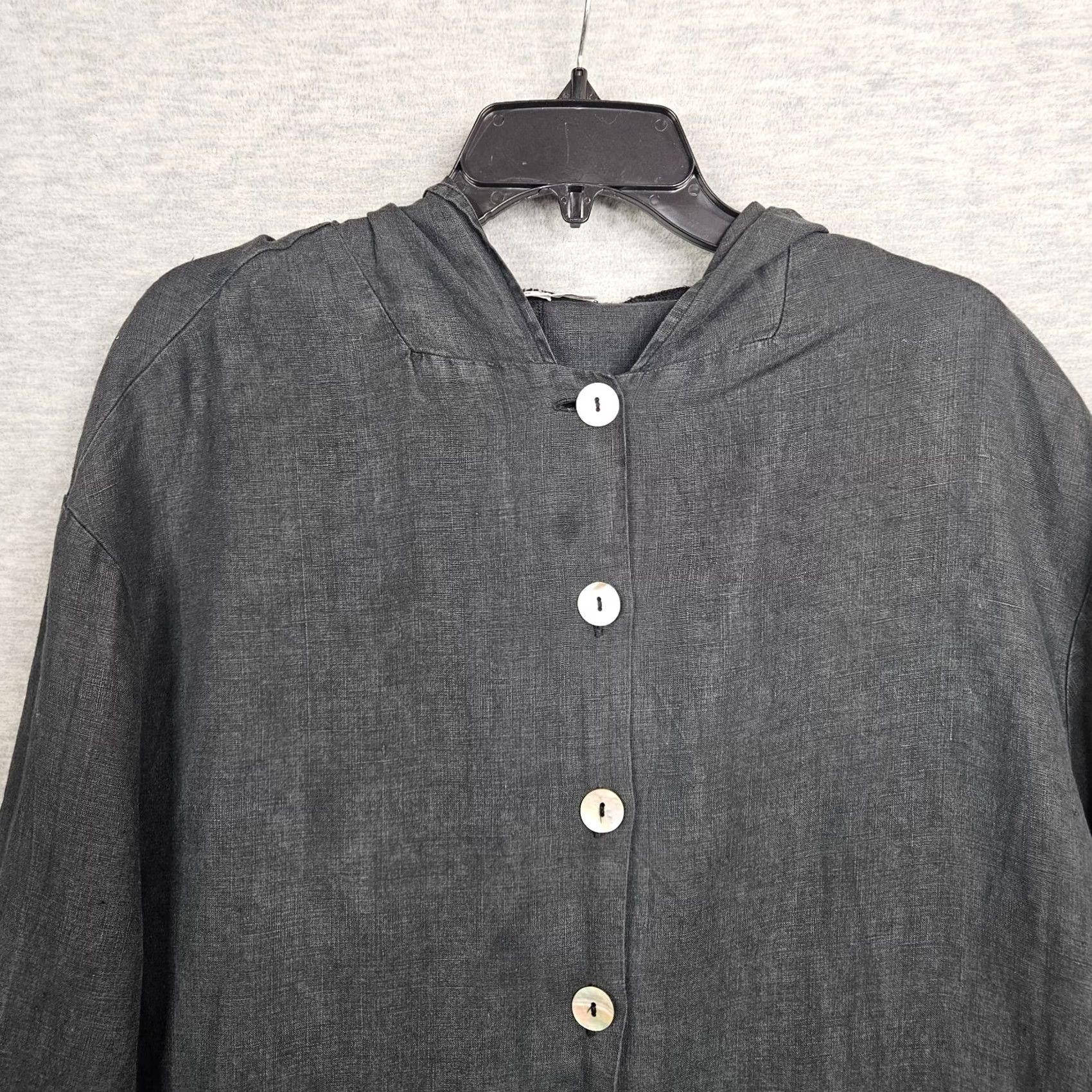 Vintage BRYN WALKER Women's Linen Button-Up Light Weight Hoodie Top S Black Linen Button-Up Shirt Womens Regular Size S Size S / US 4 / IT 40 - 5 Thumbnail