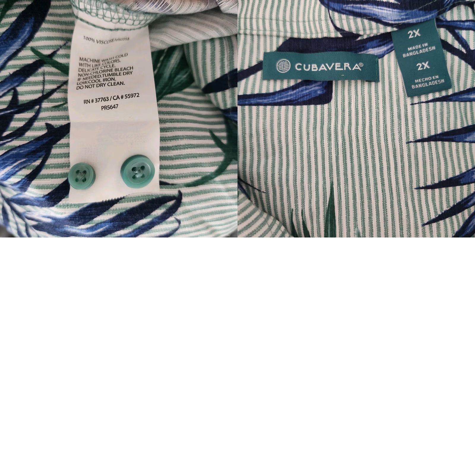 Cubavera Cubavera Hawaiian Shirt Mens XXL Tropical Palms AOP Blue Green Beach Size US XXL / EU 58 / 5 - 8 Thumbnail