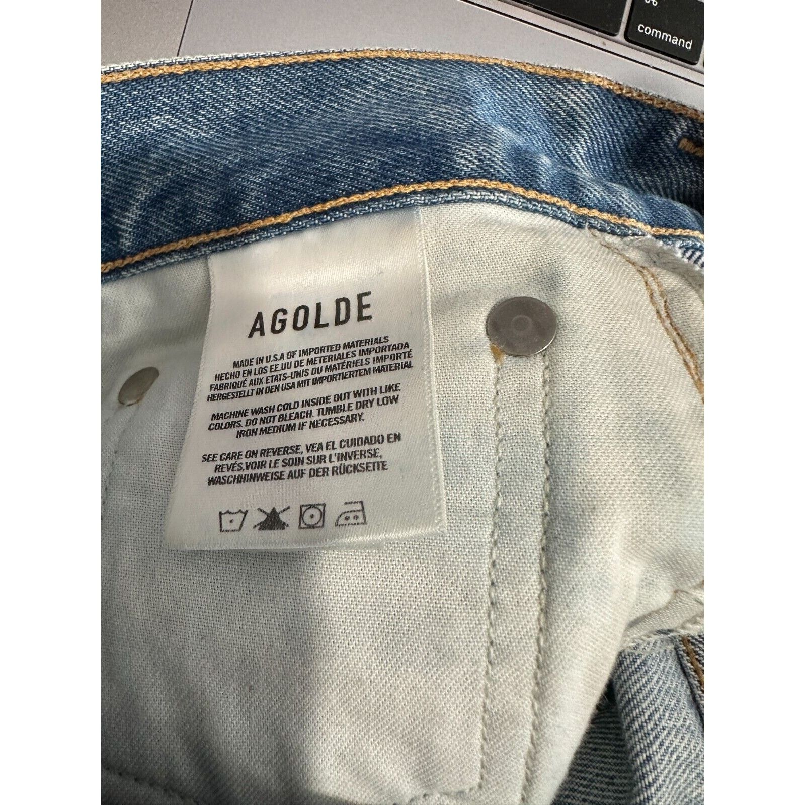 Agolde Agolde Medium Wash Mid Rise Button Fly Straight Jeans 24 Size 24" / US 00 / IT 34 - 6 Thumbnail