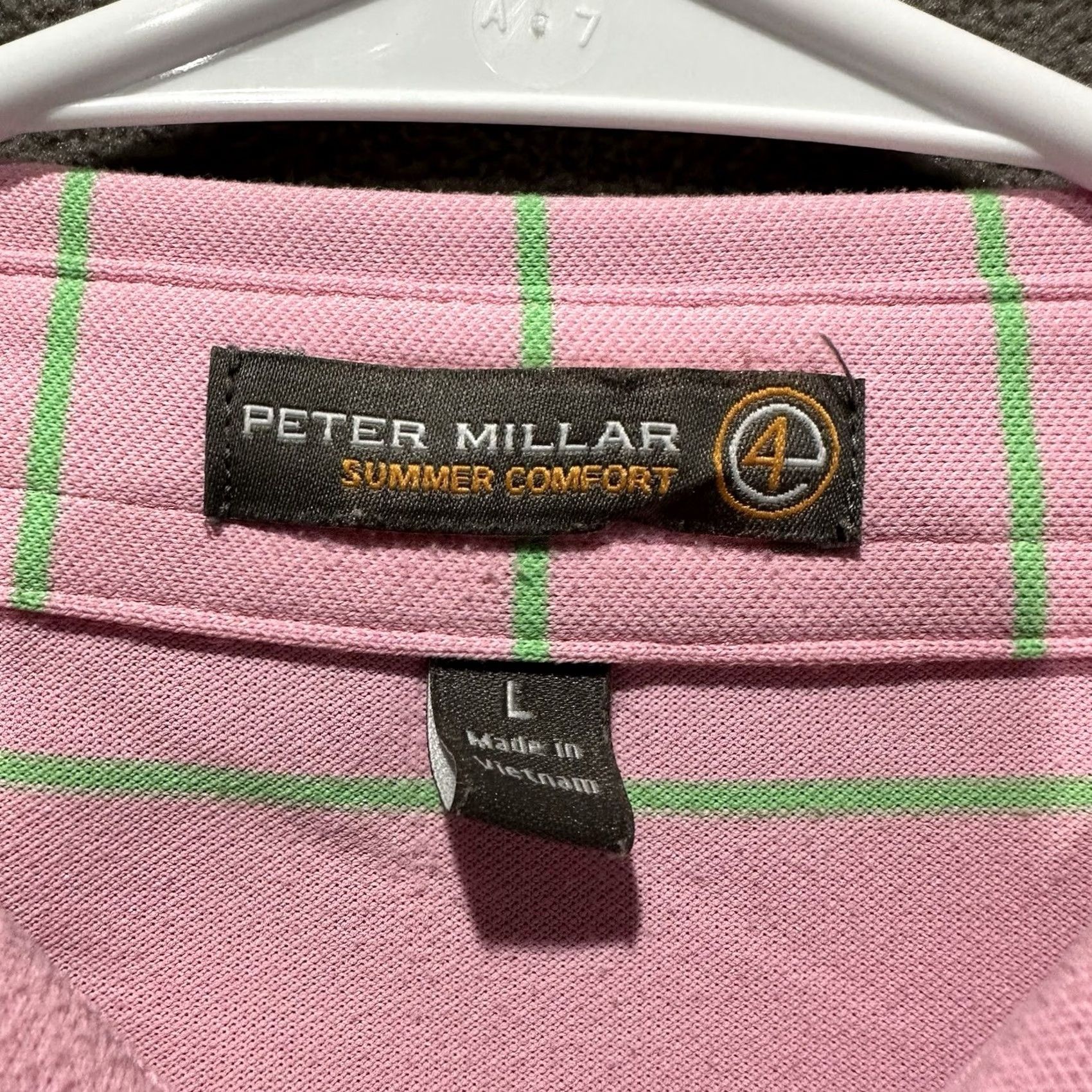 Peter Millar Peter Millar Summer Comfort Shirt Mens Large Pink/Green Striped Golf Polo GUC Size US L / EU 52-54 / 3 - 4 Thumbnail