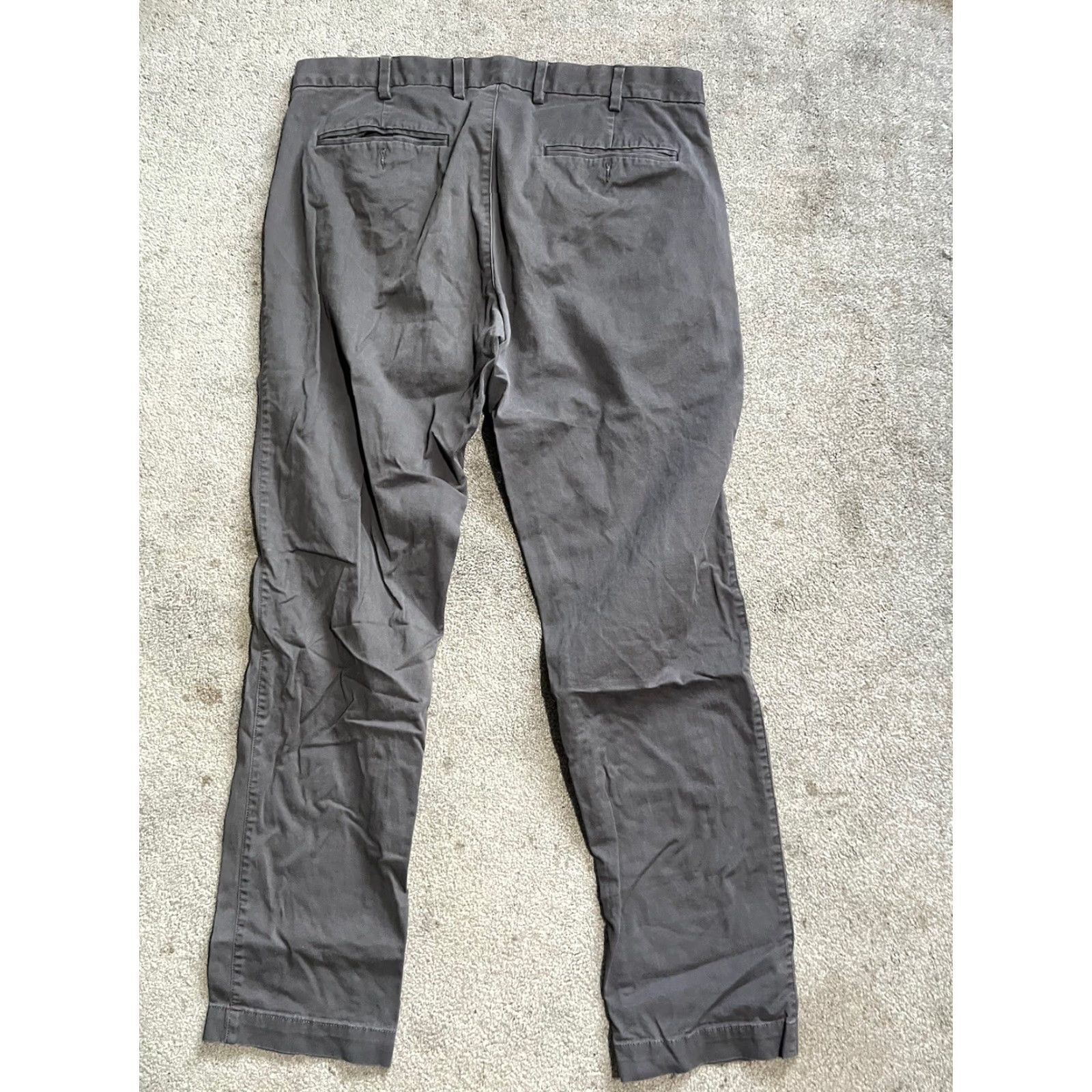 Gap Gap Slim Chino Pants Men 36x32 Gray Solid Casual Flat Front Zip Cotton Size US 36 / EU 52 - 3 Thumbnail
