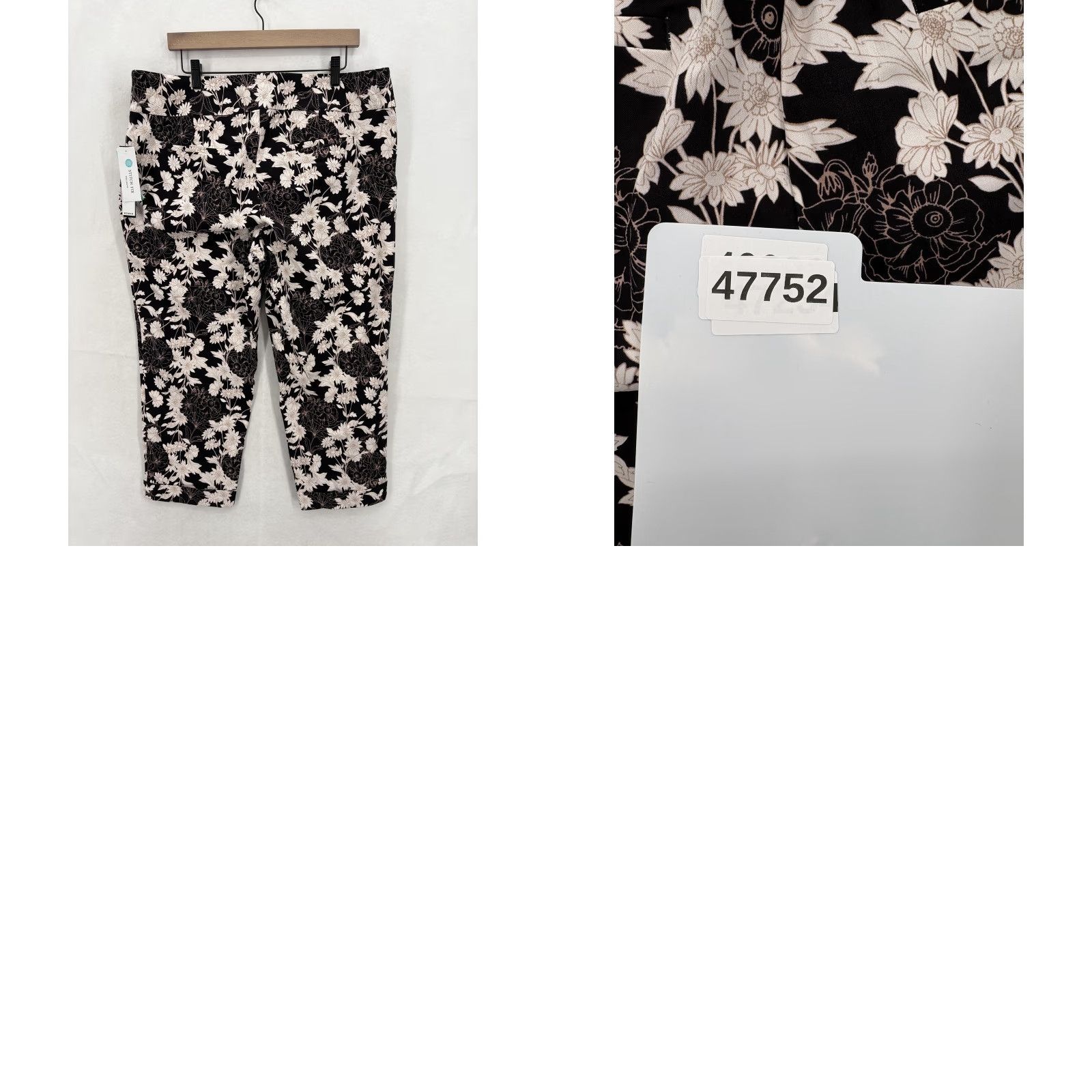 Vintage Tribal Fia Cuffed Cropped Trouser Pants Womens 18W Black Floral Stitch Fix NWT Size 40" / US 18 - 10 Thumbnail