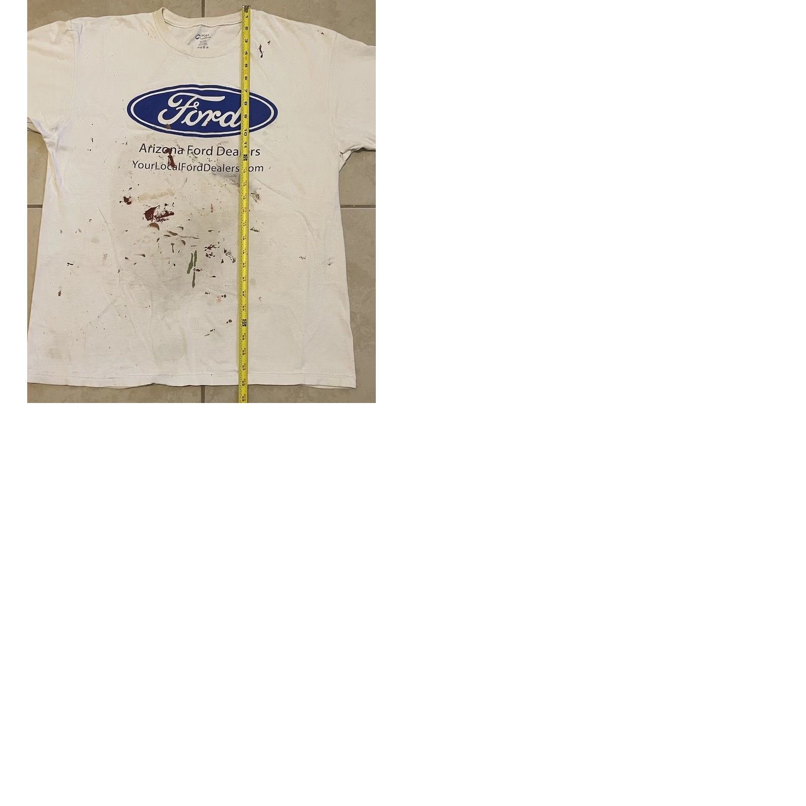 Ford VINTAGE Ford Thrashed Faded Distressed Paint Shirt L White NASCAR Grunge 90s Y2K Mens T-Shirt Racing Car Can-Am USA Size US L / EU 52-54 / 3 - 11 Thumbnail