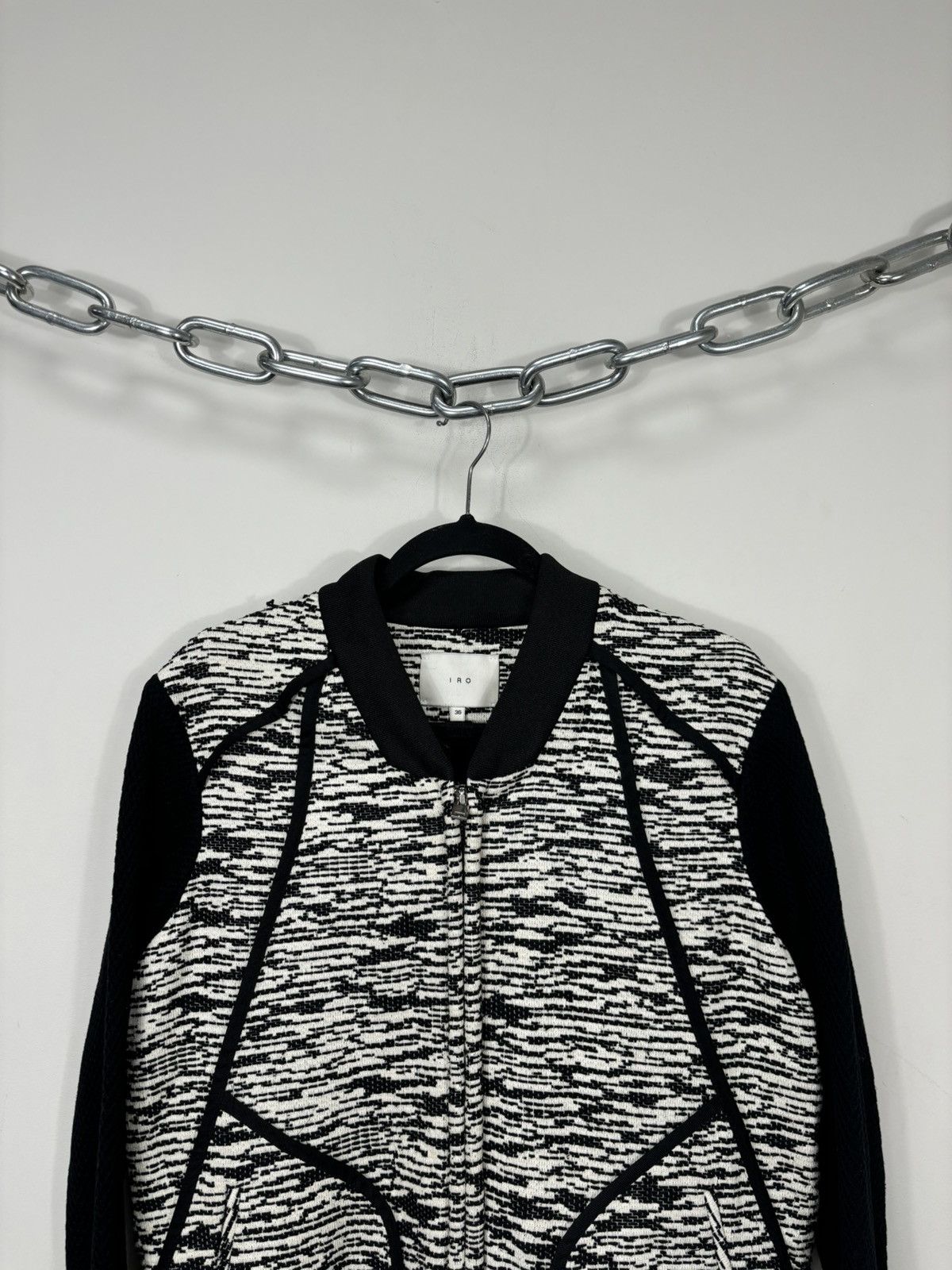 Iro IRO Skyla Black White Luxury Full Zip Women’s Jacket Size XS / US 0-2 / IT 36-38 - 4 Thumbnail