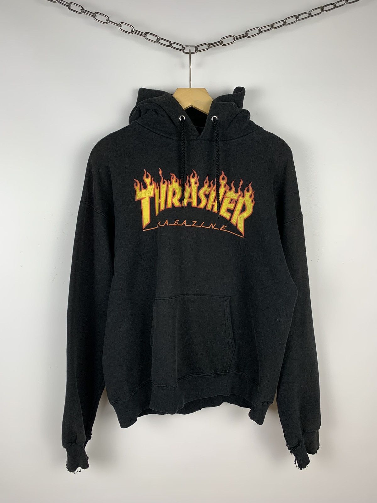 Thrasher Vintage 1990s Trasher Magazine Faded Hoodie Y2K Flame Logo Size US M / EU 48-50 / 2 - 1 Thumbnail