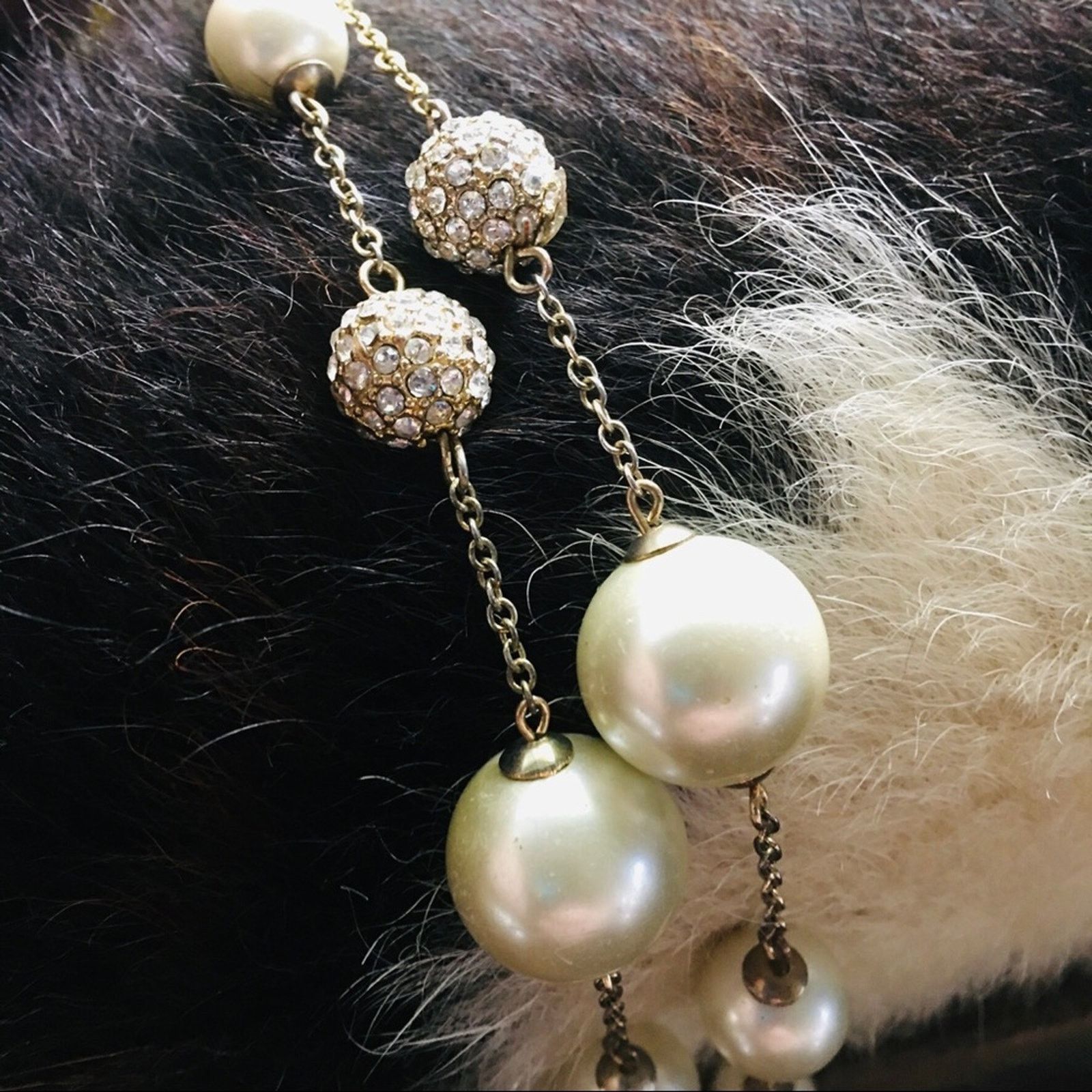 Vintage Vintage 90s rhinestone disco ball pearl long necklace Size ONE SIZE - 5 Thumbnail