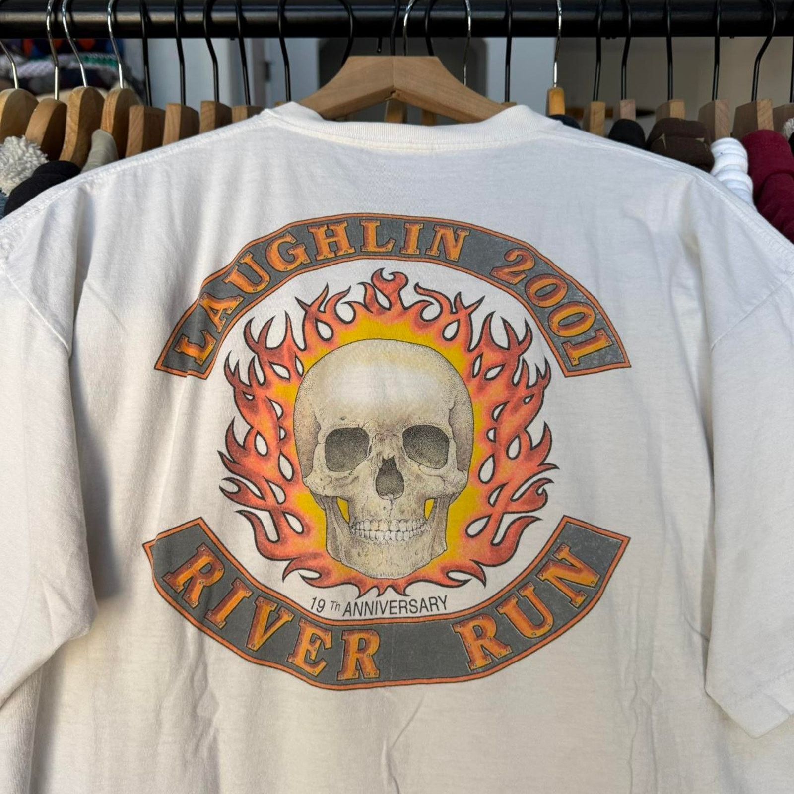 Other Vintage flaming skull laughlin 2001 biker t-shirt Size US XL / EU 56 / 4 - 2 Thumbnail