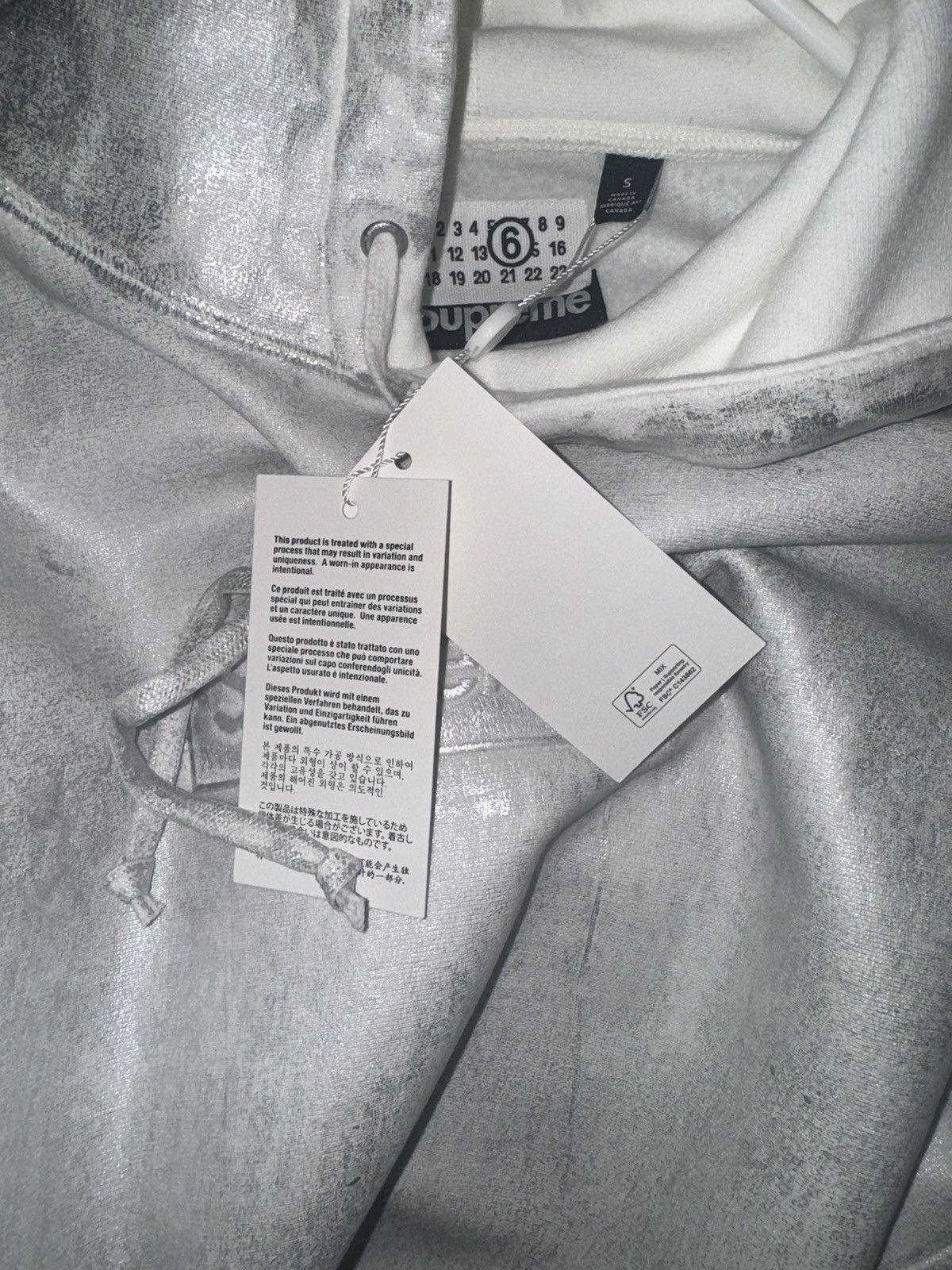 Maison Margiela × Supreme MM6 Maison Margiela Foil Box Logo Hooded Sweatshirt Size US S / EU 44-46 / 1 - 5 Thumbnail