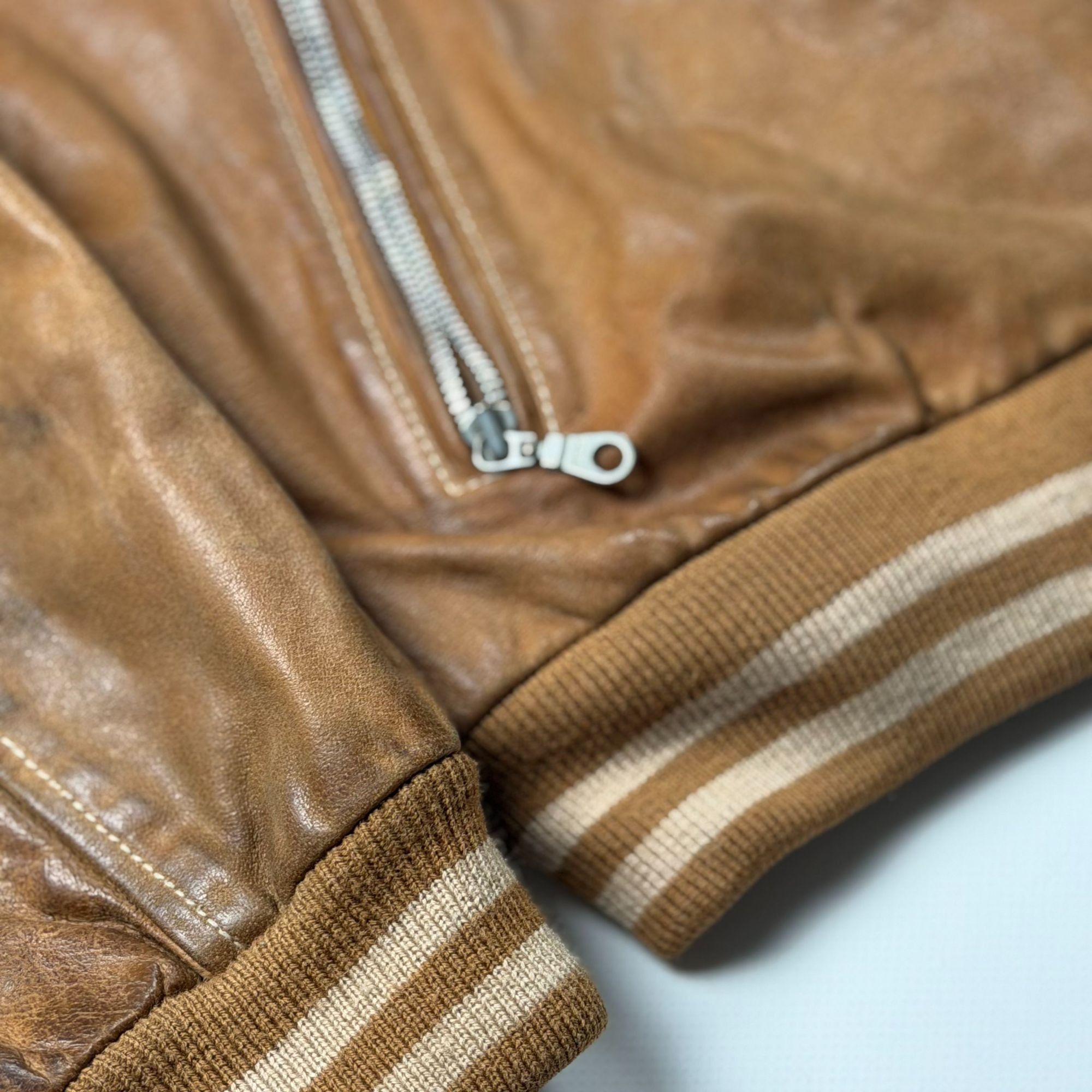Vintage Vintage 90s Brown Leather Bomber Jacket American Aviator Pil Size US L / EU 52-54 / 3 - 5 Thumbnail