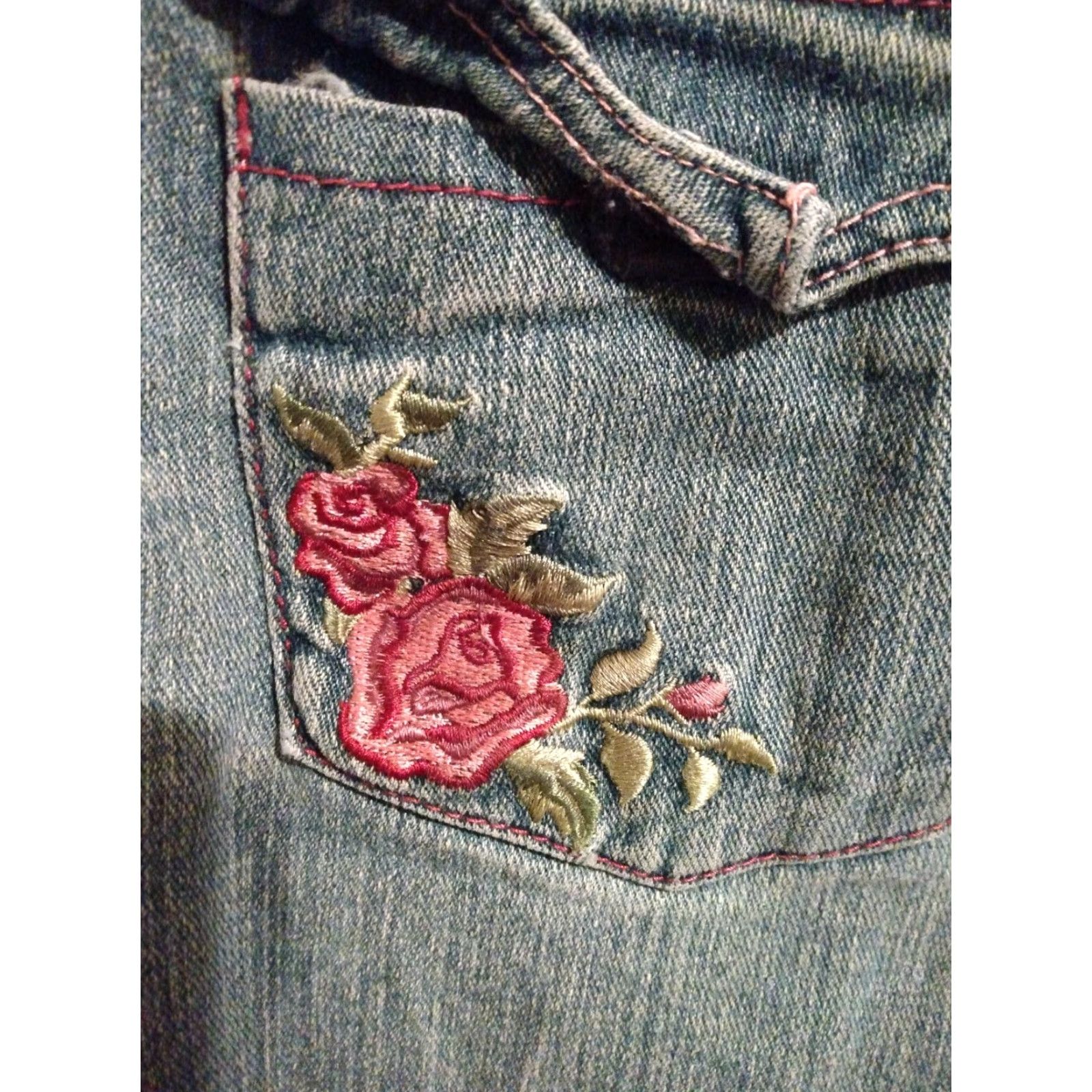Levi's LEVIS PREMIUM WOMEN'S JEANS BOOTCUT ROSES EMBROIDERY SEQUINS 14 29" WAIST 27" INSEAM BLUE Womens Jeans Size 36" / US 14 / IT 50 - 5 Thumbnail