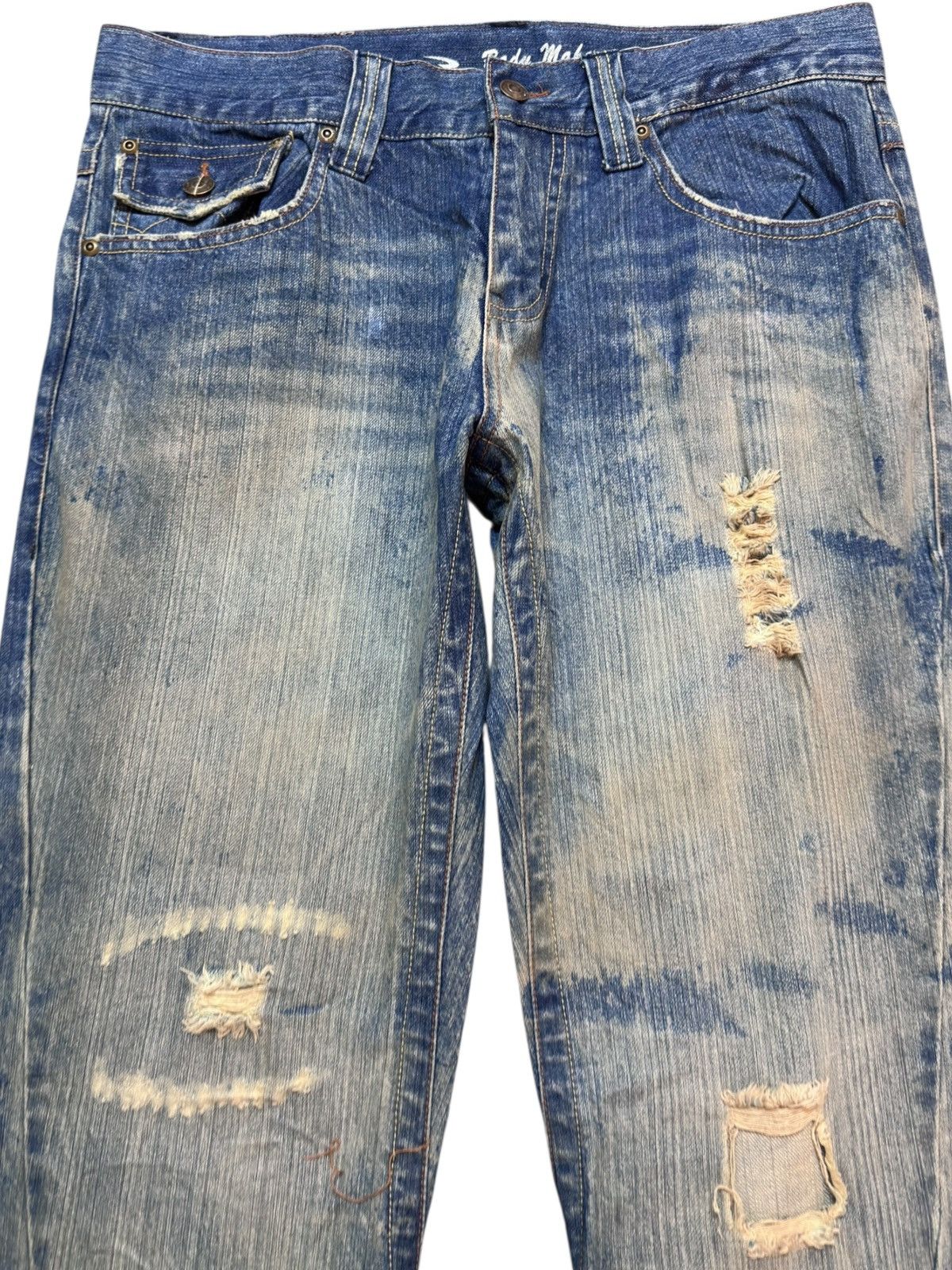 Karakuri Tamashii Vintage Body Maker Flare Mudwash Dragon Embroidery Denim Size US 33 - 2 Thumbnail