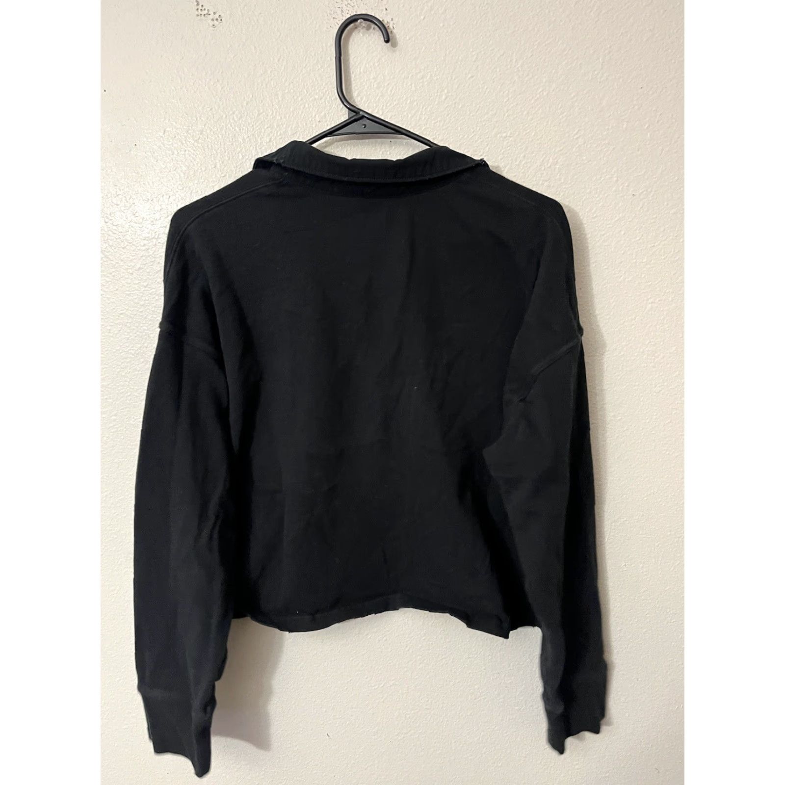 Vintage Aerie Women Polo Crop Top Long Sleeve Solid Cotton Black Size L Size L / US 10 / IT 46 - 3 Thumbnail