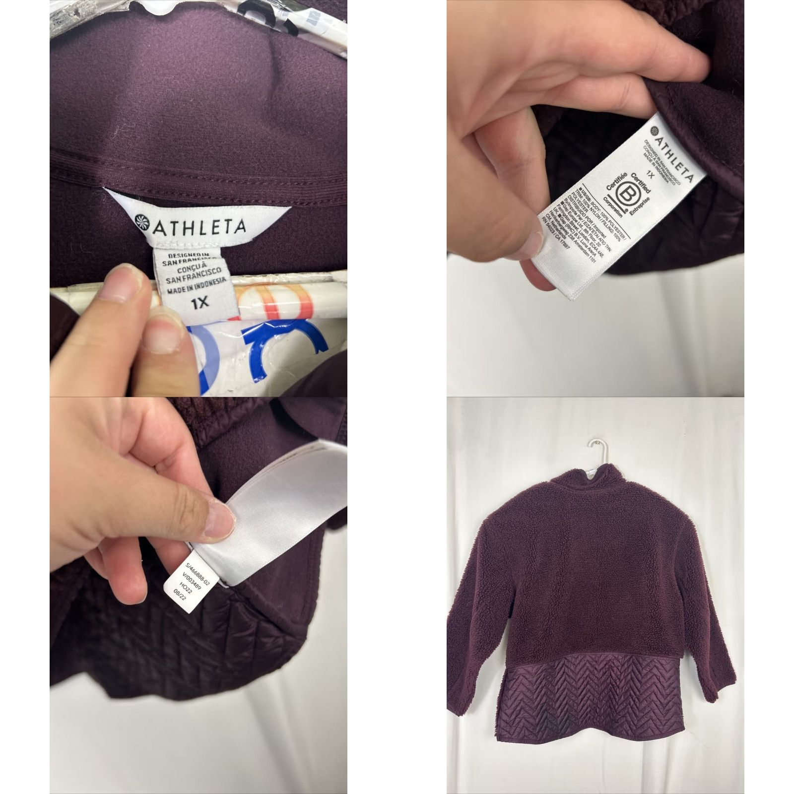 Athleta Athleta Sweatshirt Womens XL Maroon Sherpa Cozy Pullover Snap Jacket oldal Size XL / US 12-14 / IT 48-50 - 8 Thumbnail