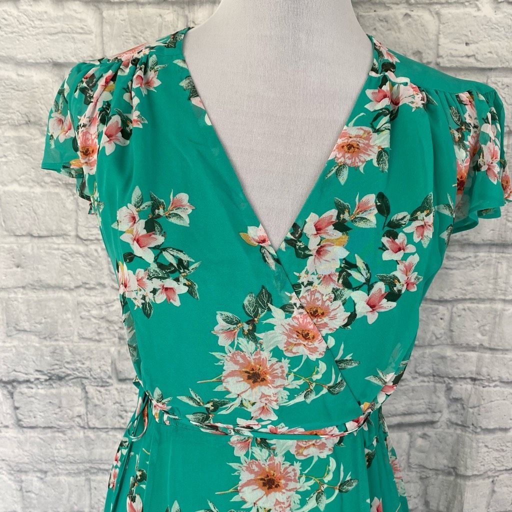 Other Eva Mendez women wrap maxi dress with side tie and floral print green Size XS / US 0-2 / IT 36-38 - 11 Thumbnail