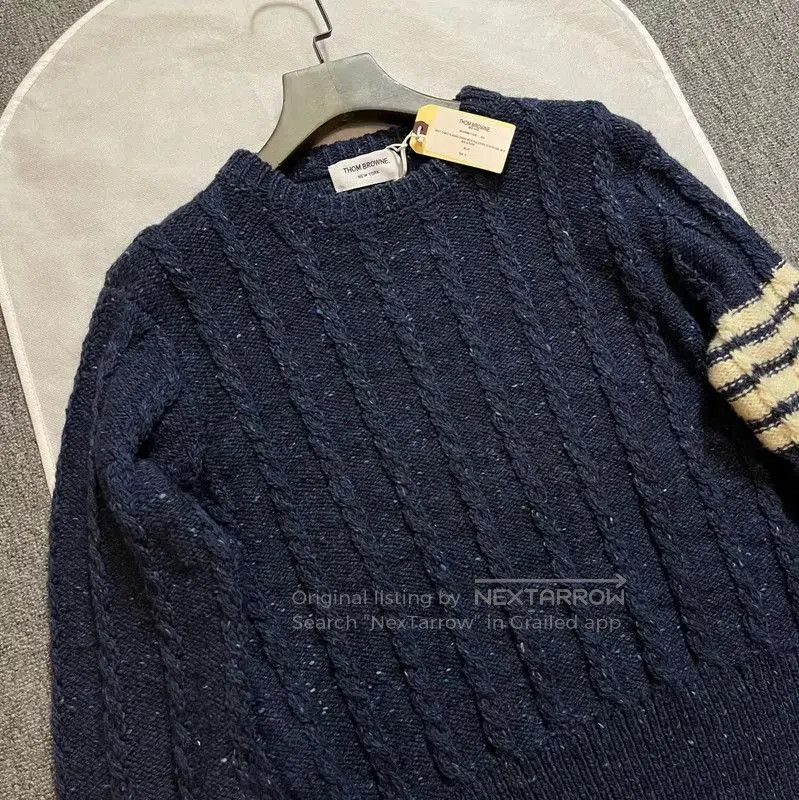 Thom Browne Thom Browne Navy Wool Crewneck Sweater for Men . Size US XL / EU 56 / 4 - 3 Thumbnail