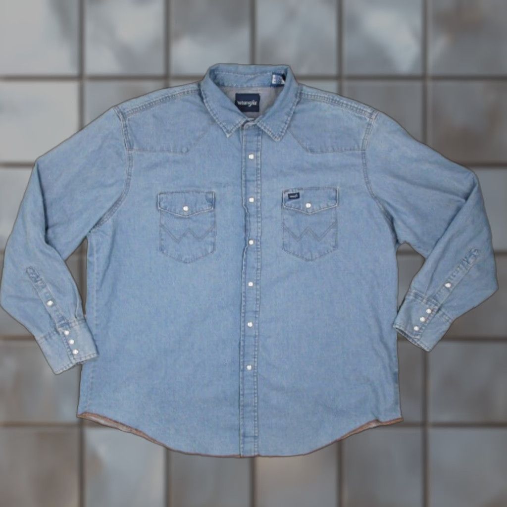 Wrangler VINTAGE Wrangler Men's Denim Shirt 2XL Long Sleeve Casual Western Cowboy Blue Size US XXL / EU 58 / 5 - 1 Thumbnail