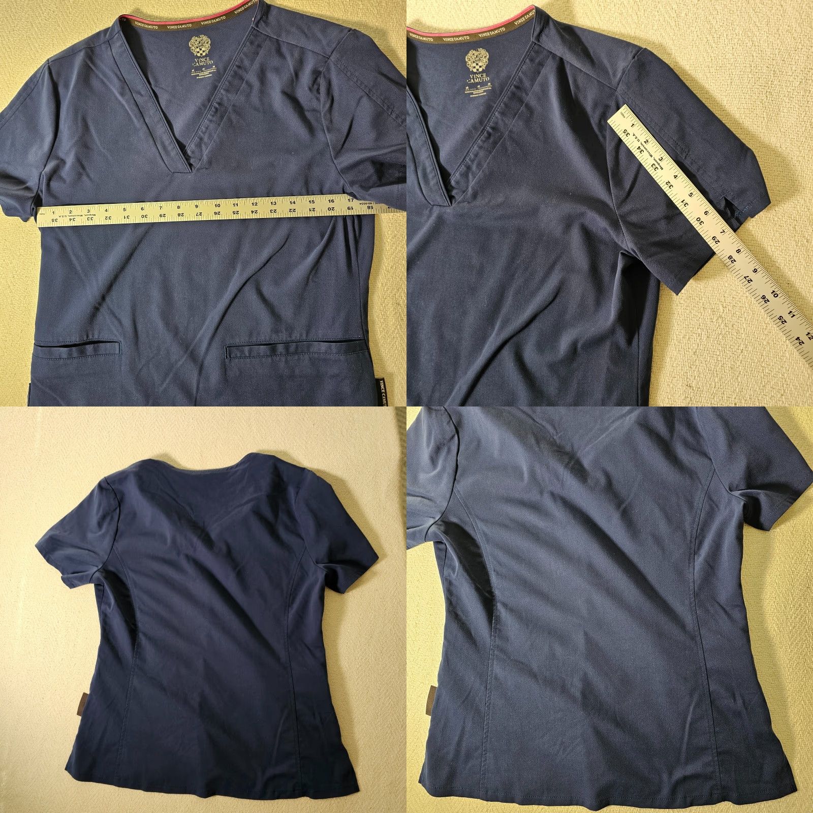Vince Camuto Vince Camuto Scrub Top Women Medium Blue Rayon Blend Short Sleeve Uniform Wear Size M / US 6-8 / IT 42-44 - 8 Thumbnail