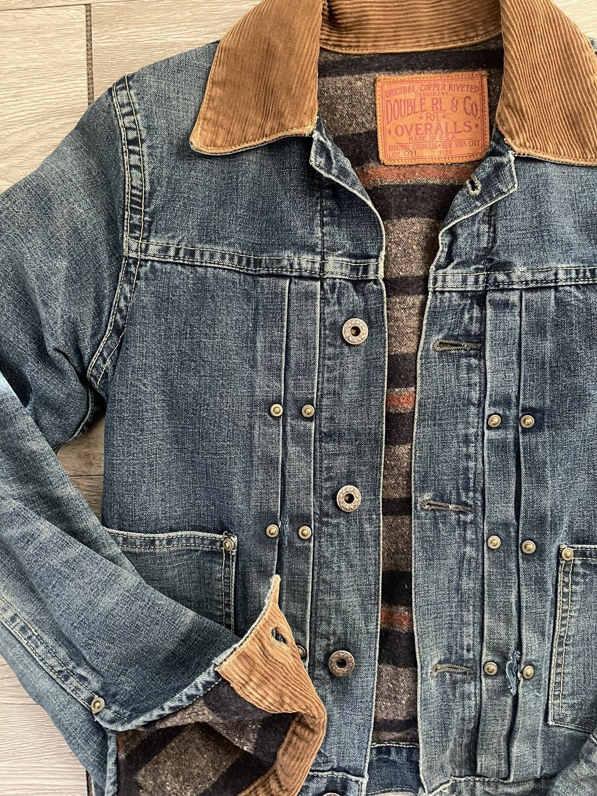 RRL Ralph Lauren Blanket Lined Trucker Jacket Size US XXS / EU 40 - 2 Thumbnail